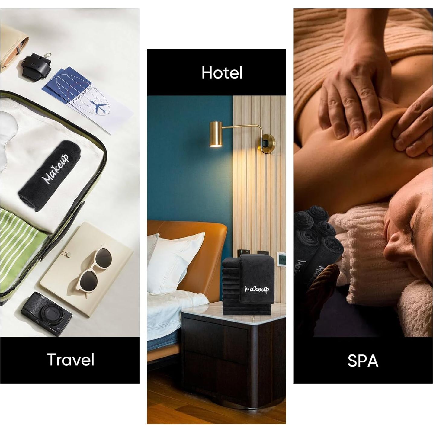 Paquete de 12 Paños Desmaquillantes Negros Unimade 33x33 cm