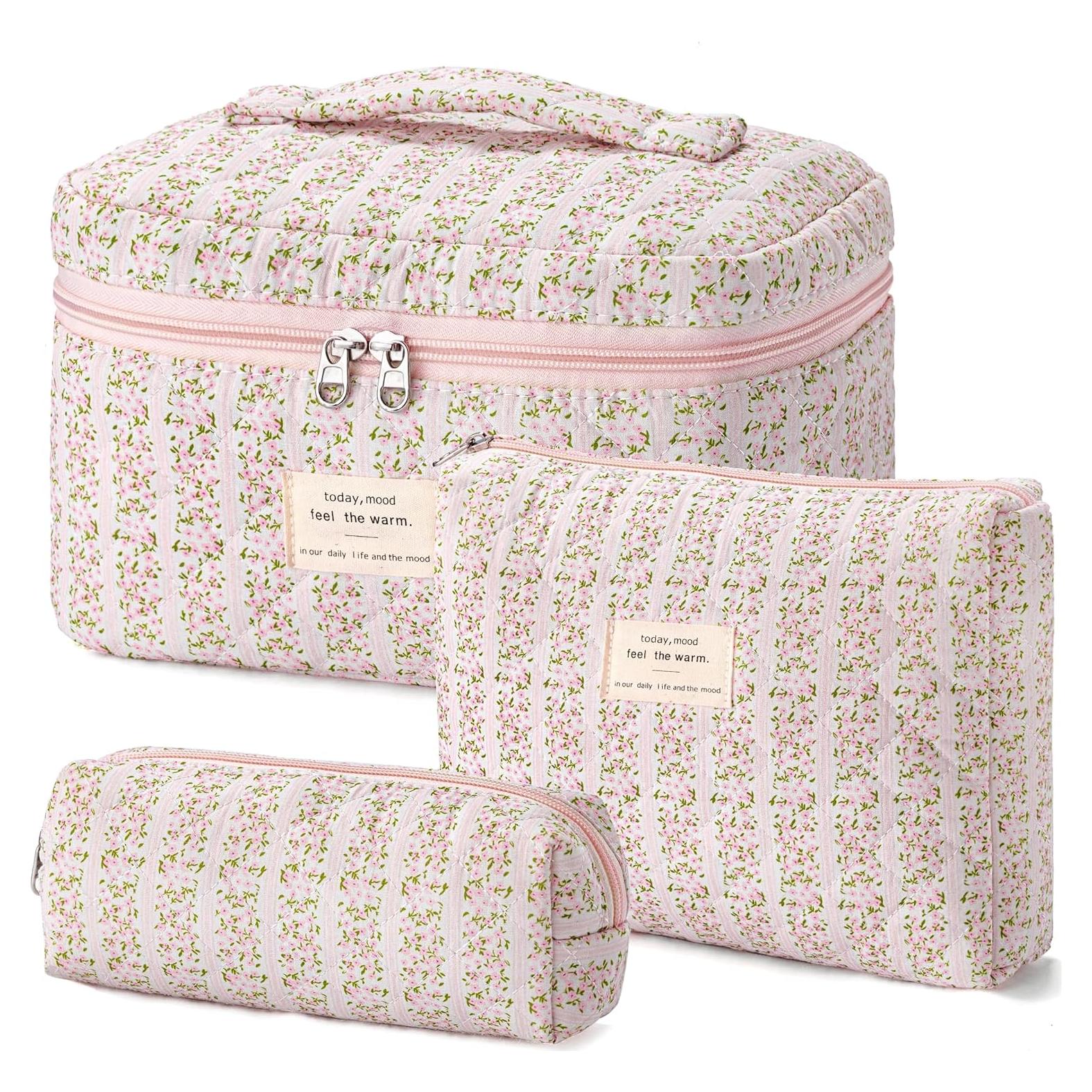 Bolsa de Maquillaje Acolchada HBselect 3PCS Floral Grande