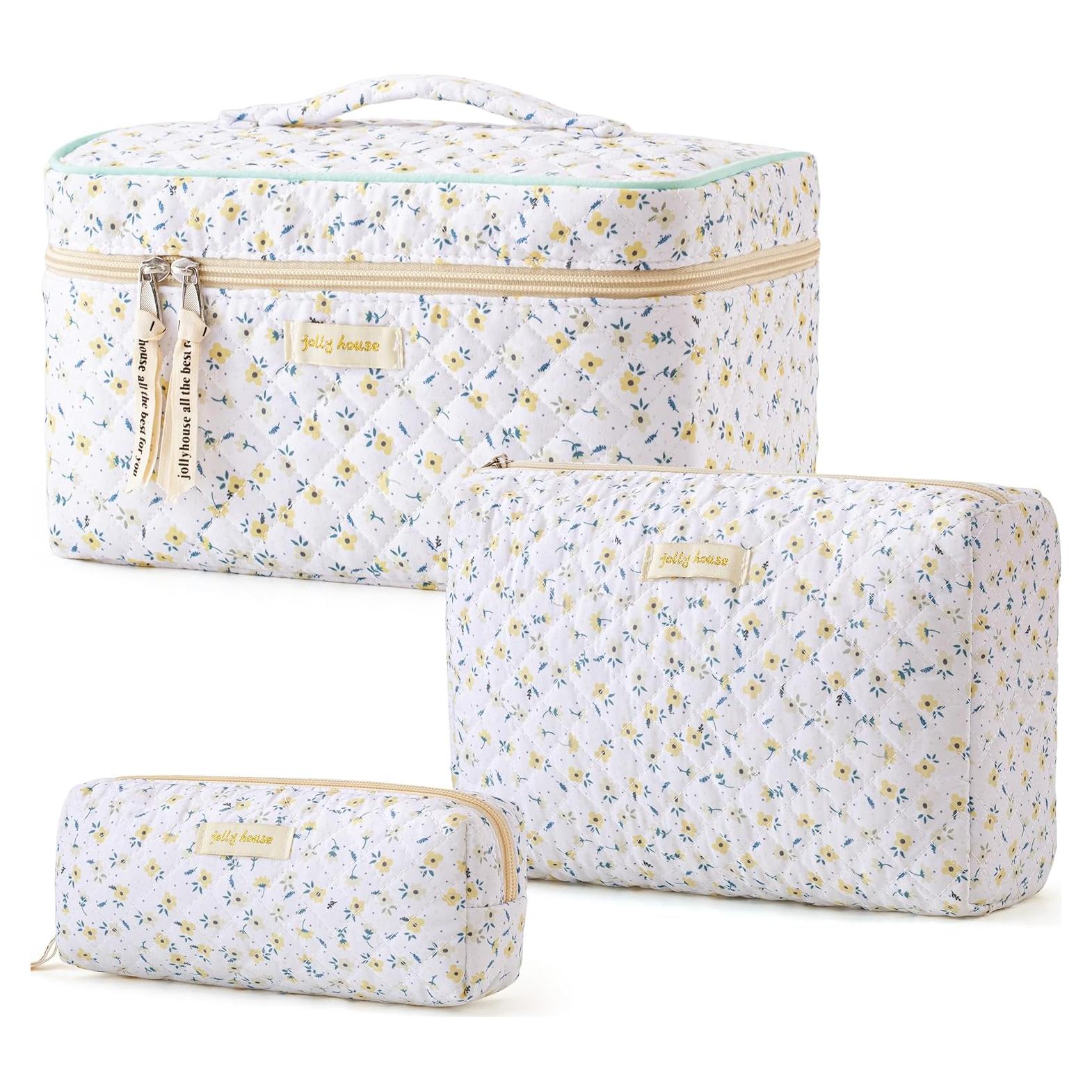 Bolsa de Maquillaje Acolchada HBselect 3PCS Floral para Viaje