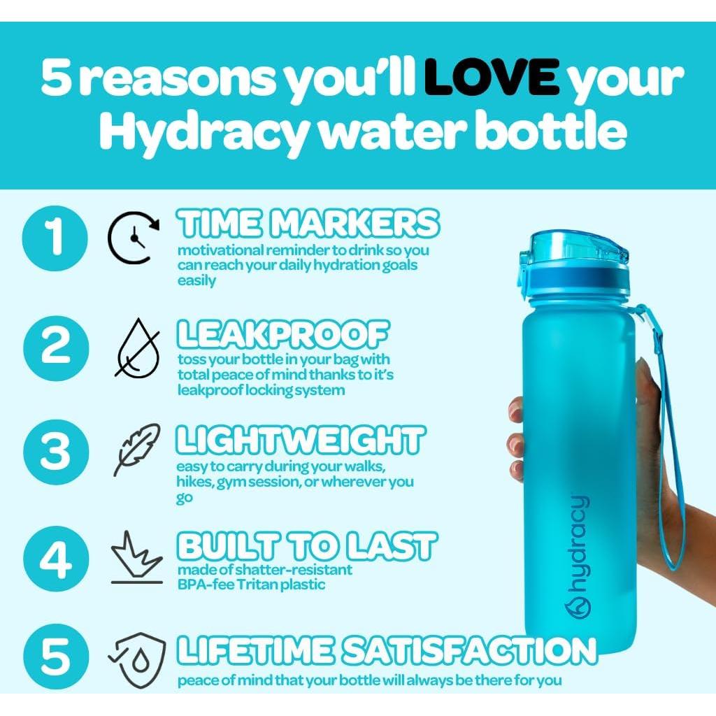 Botella de Agua Reutilizable Hydracy 500ml con Marcador de Tiempo