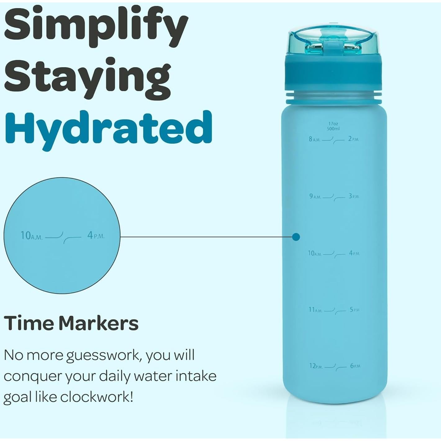 Botella de Agua Reutilizable Hydracy 500ml con Marcador de Tiempo