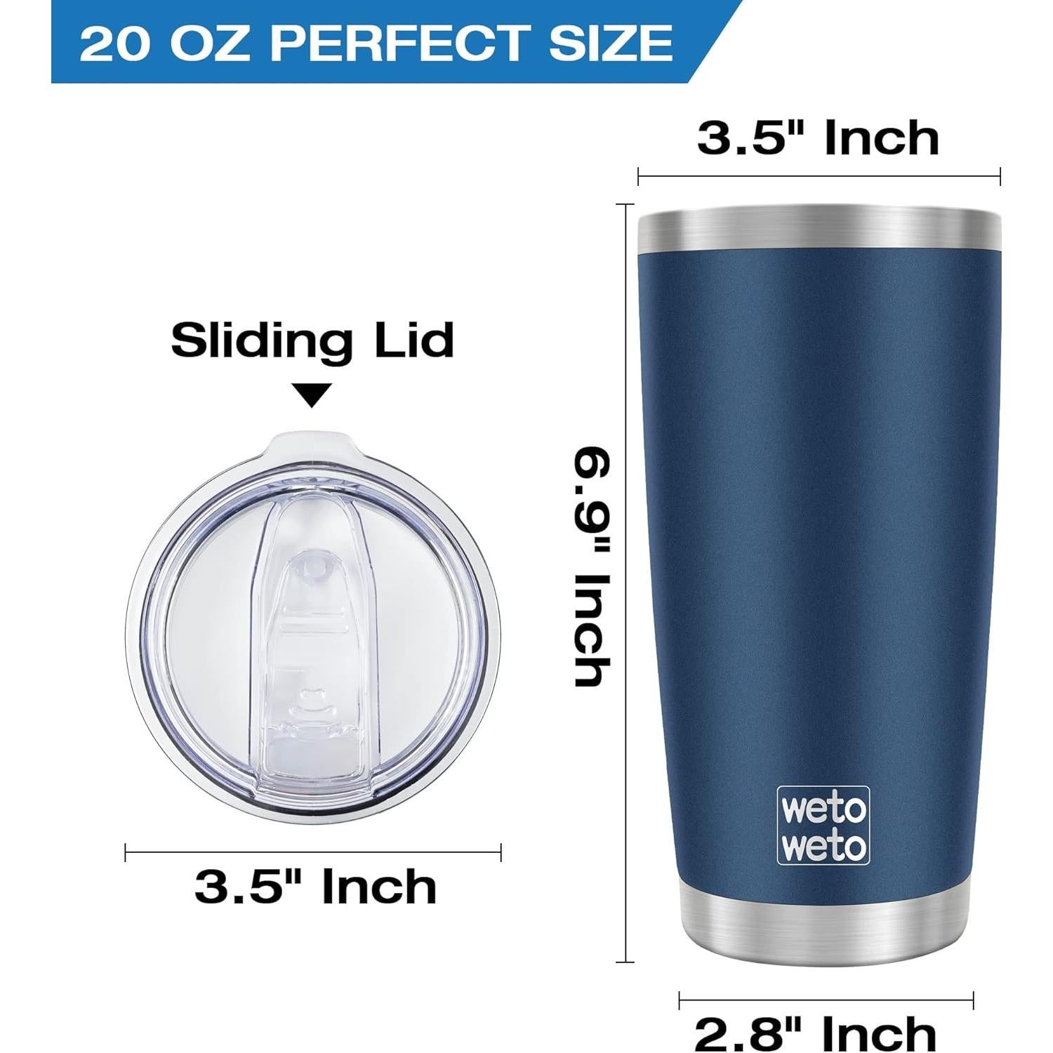 Taza de Viaje WETOWETO 20oz Acero Inoxidable Aislada