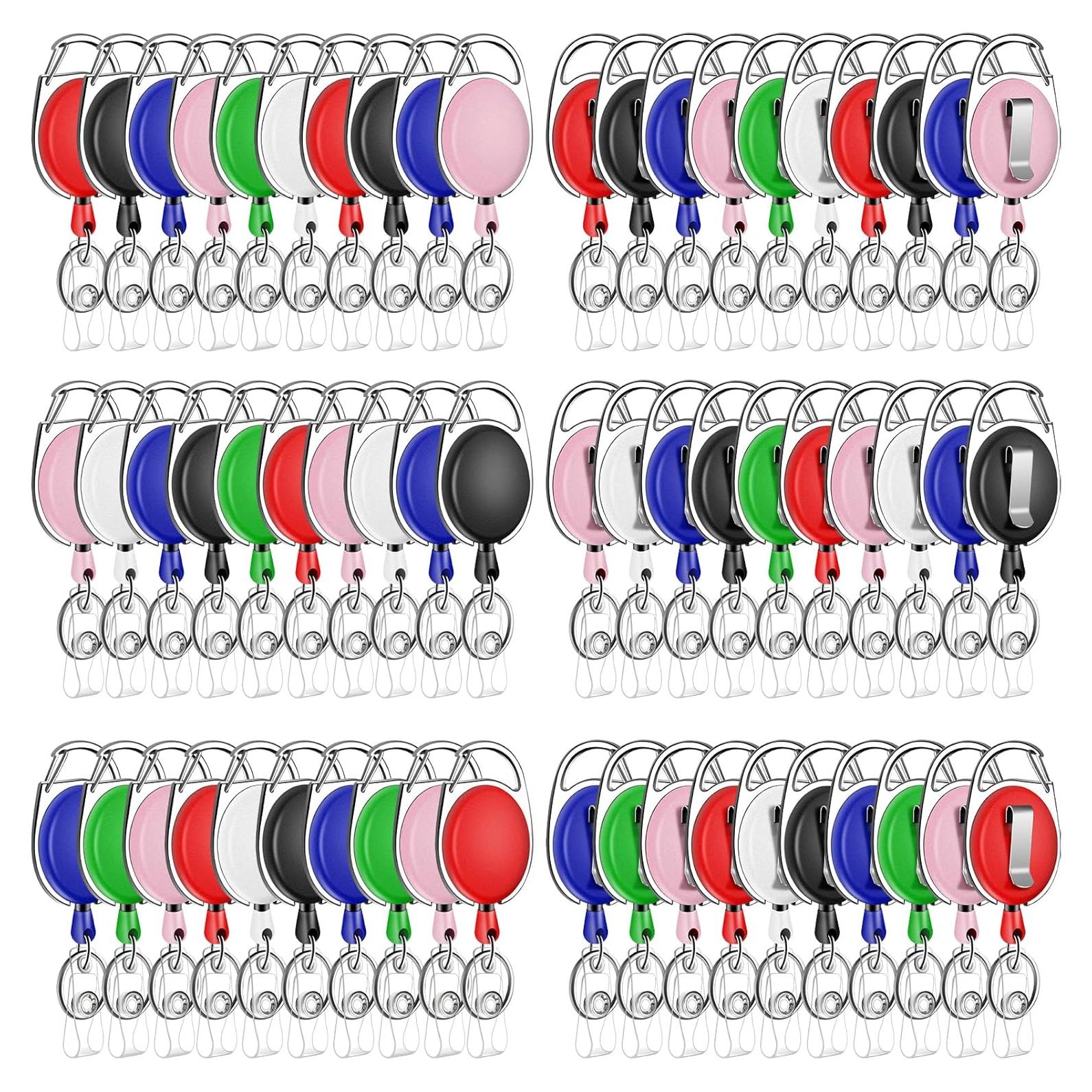 Paquete de 60 Sujetadores Retráctiles Koorito 11x3.5cm Colores Variados