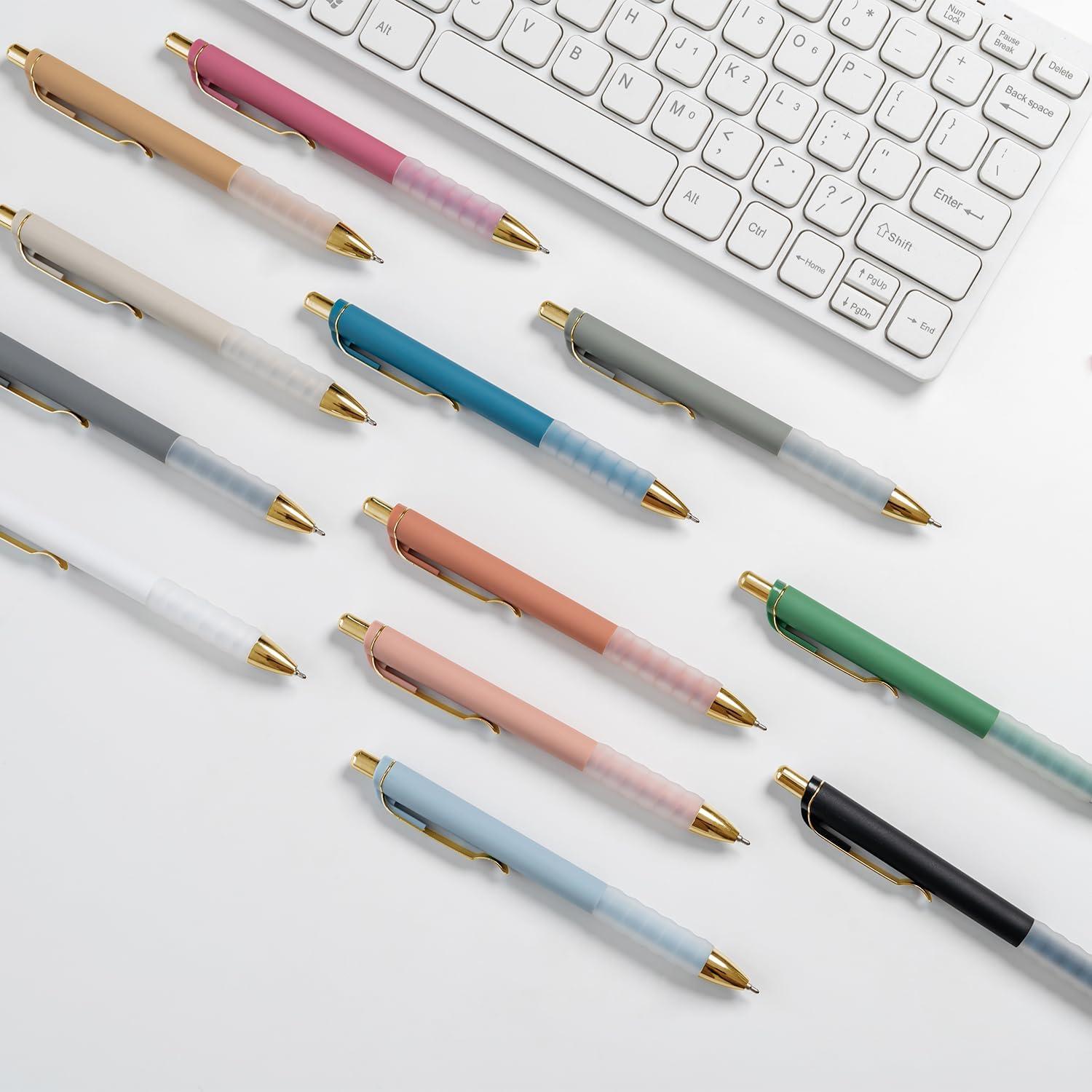 Bolígrafos Linbsunne Retráctiles 1mm Punta Media Tinta Negra - 12 Pcs