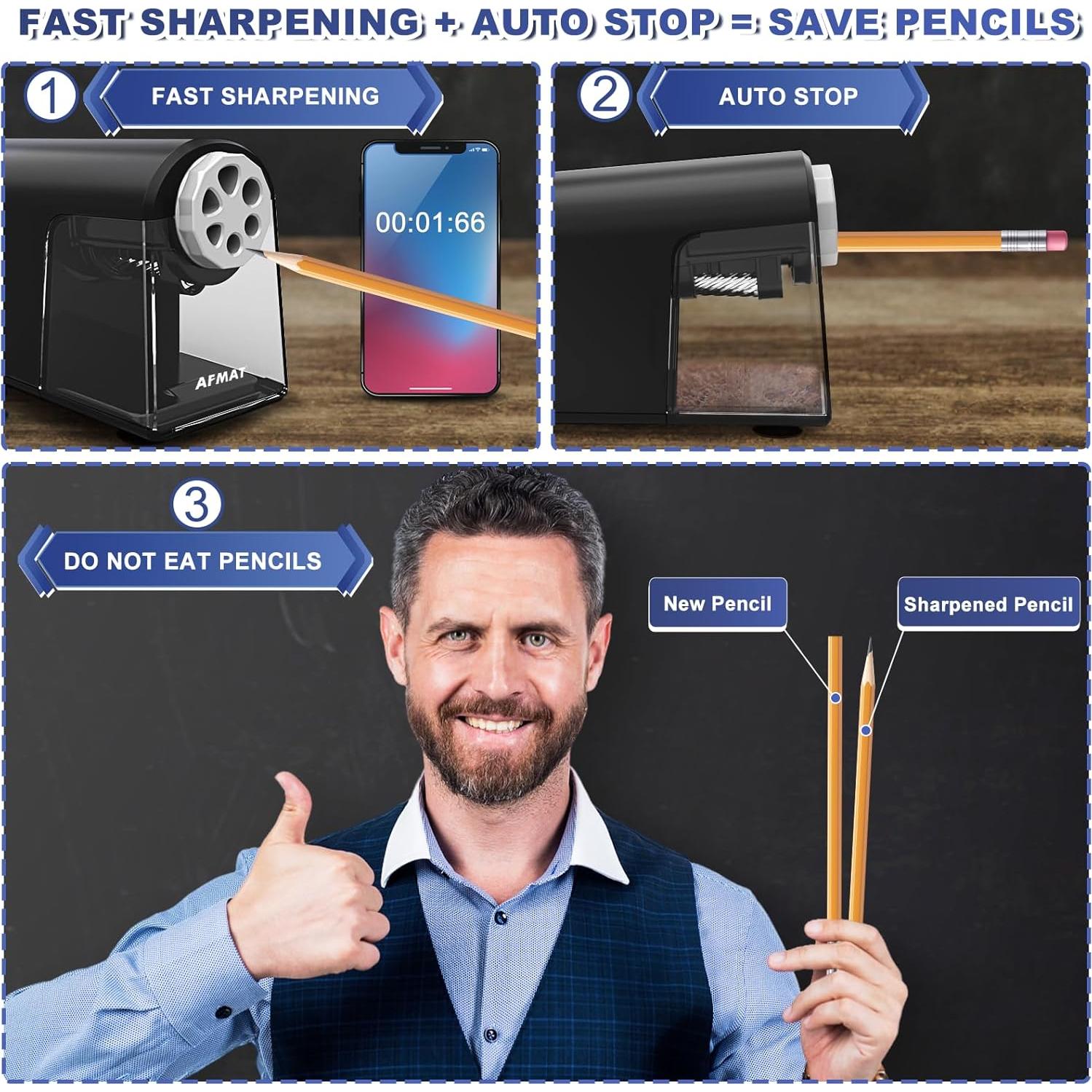 Sacapuntas Eléctrico AFMAT PSX1BK 6 Agujeros Negro