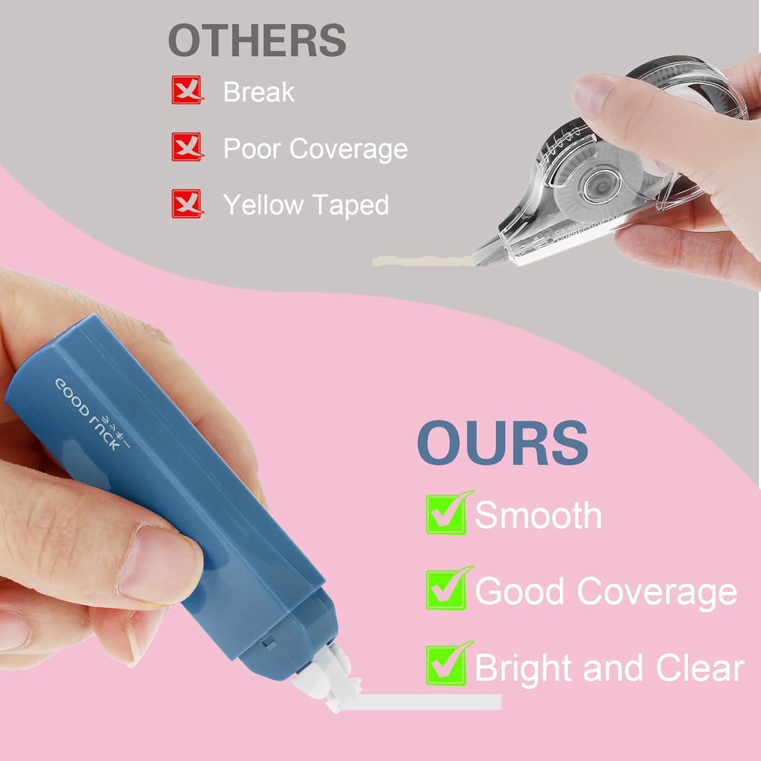 Cinta Correctora Blanca GEEHUA 6 Piezas 36m Mini Portátil