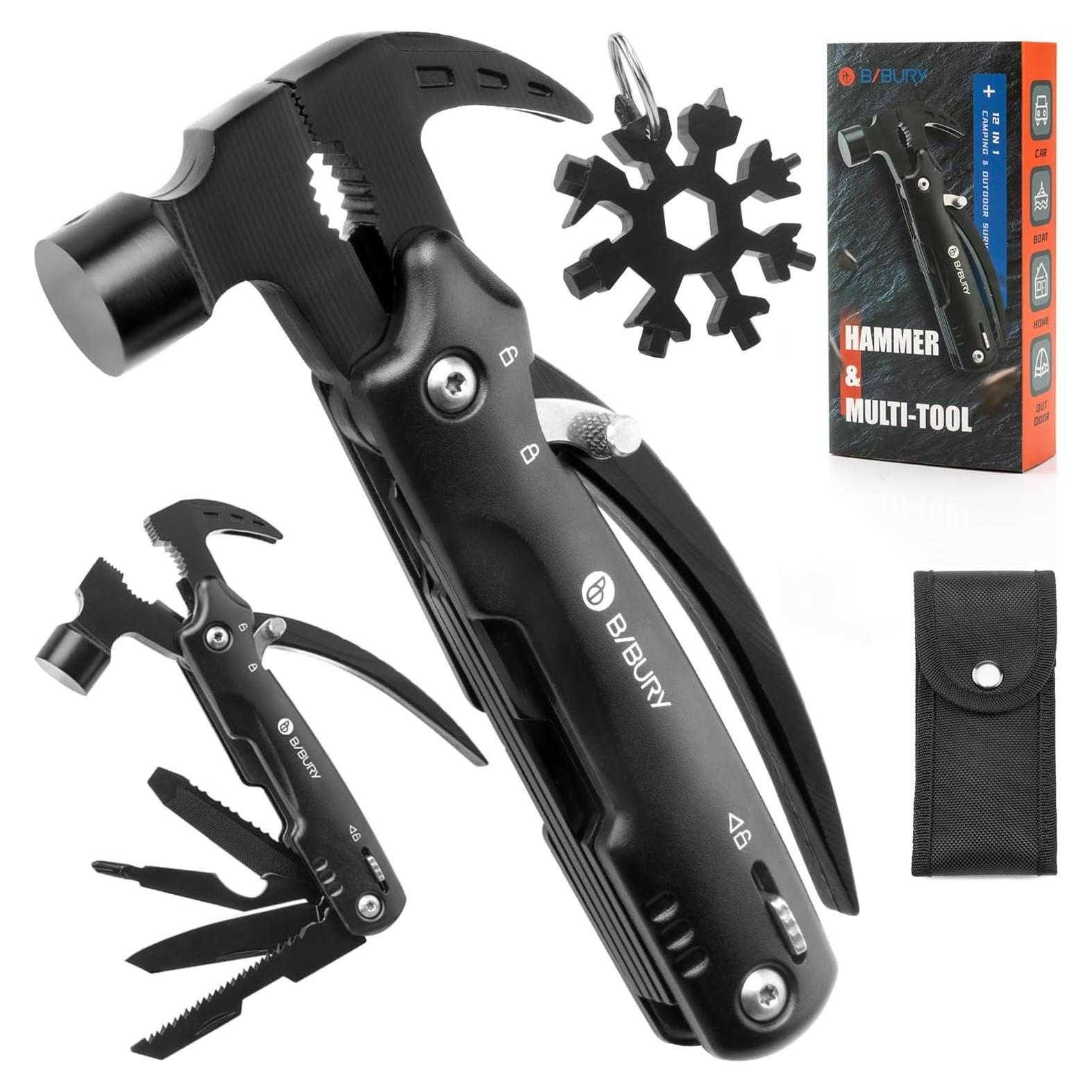 BIBURY Martillo Multiherramienta 12 en 1 con Bloqueo Seguridad