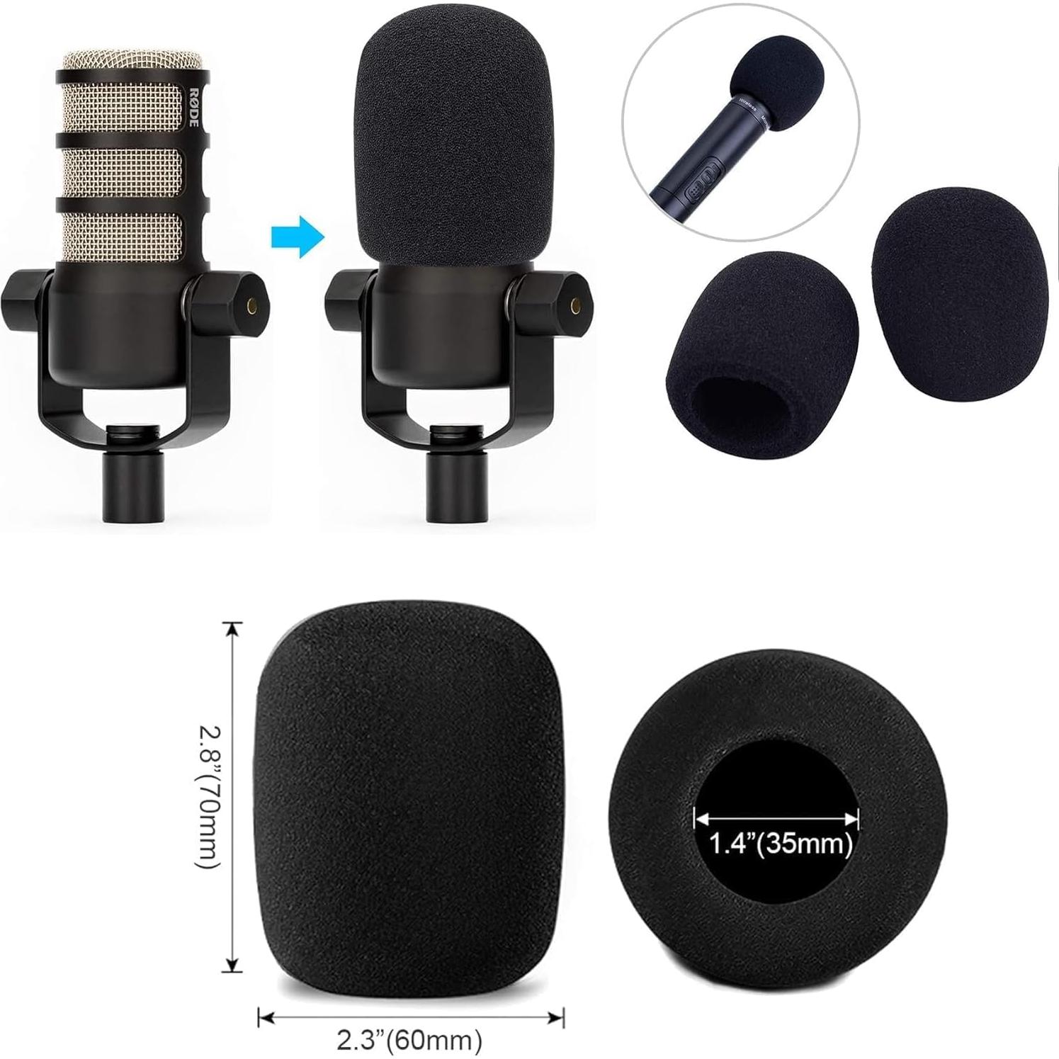 6 Fundas de Espuma Negra para Micrófono Swagwert SM58