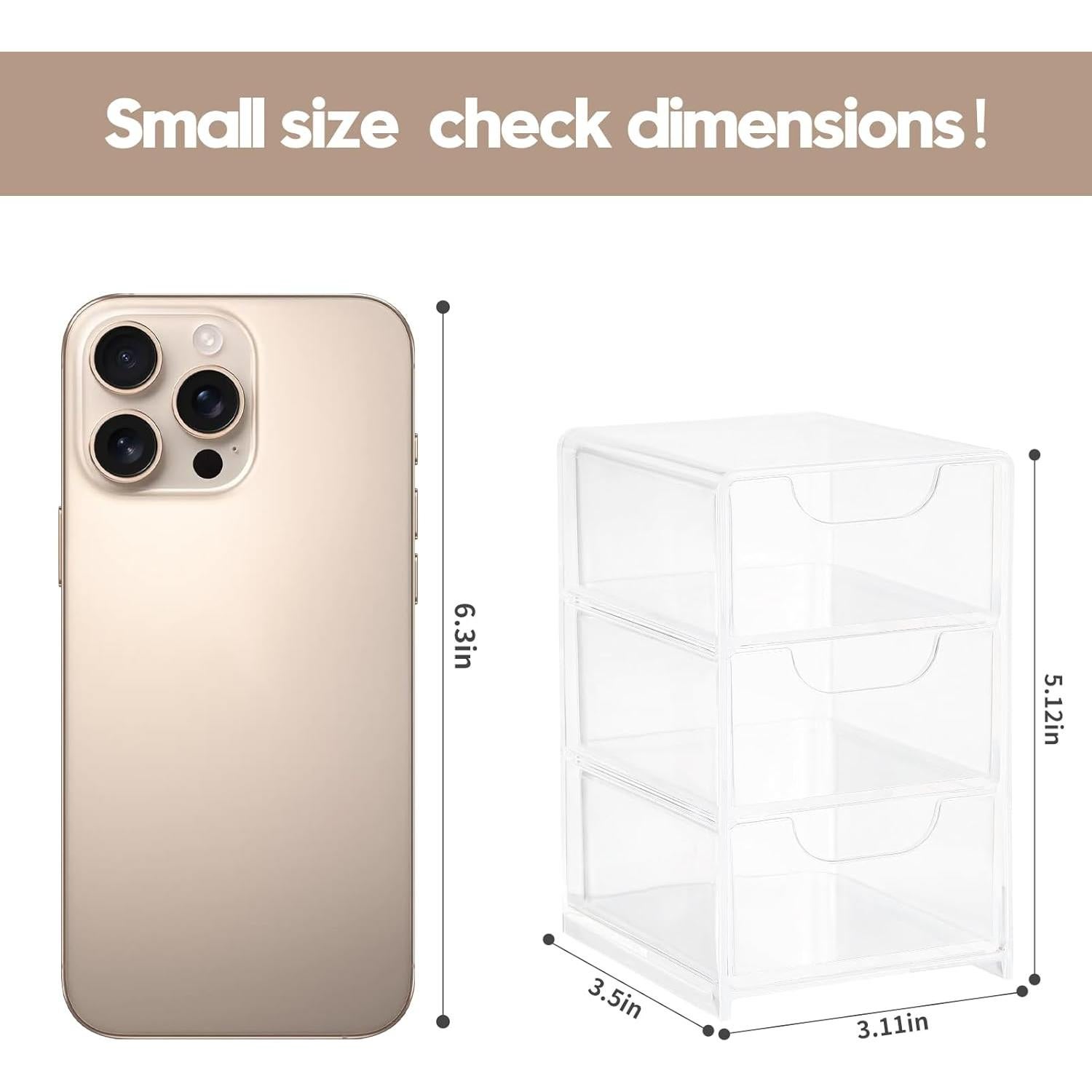 Organizador de Cajones Mini Imakmasion 3 Cajones Transparente