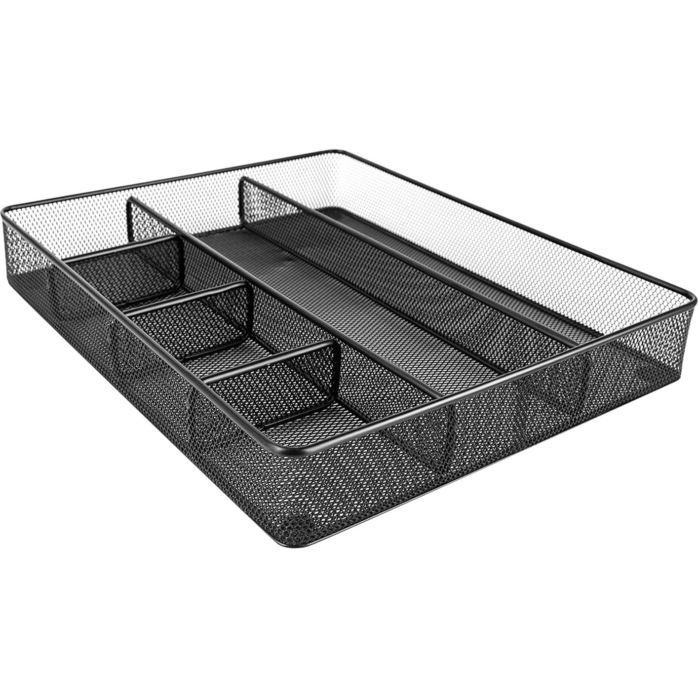 Organizador de Cajón de Escritorio Amazon Basics, Malla Negra, 6 Compartimentos