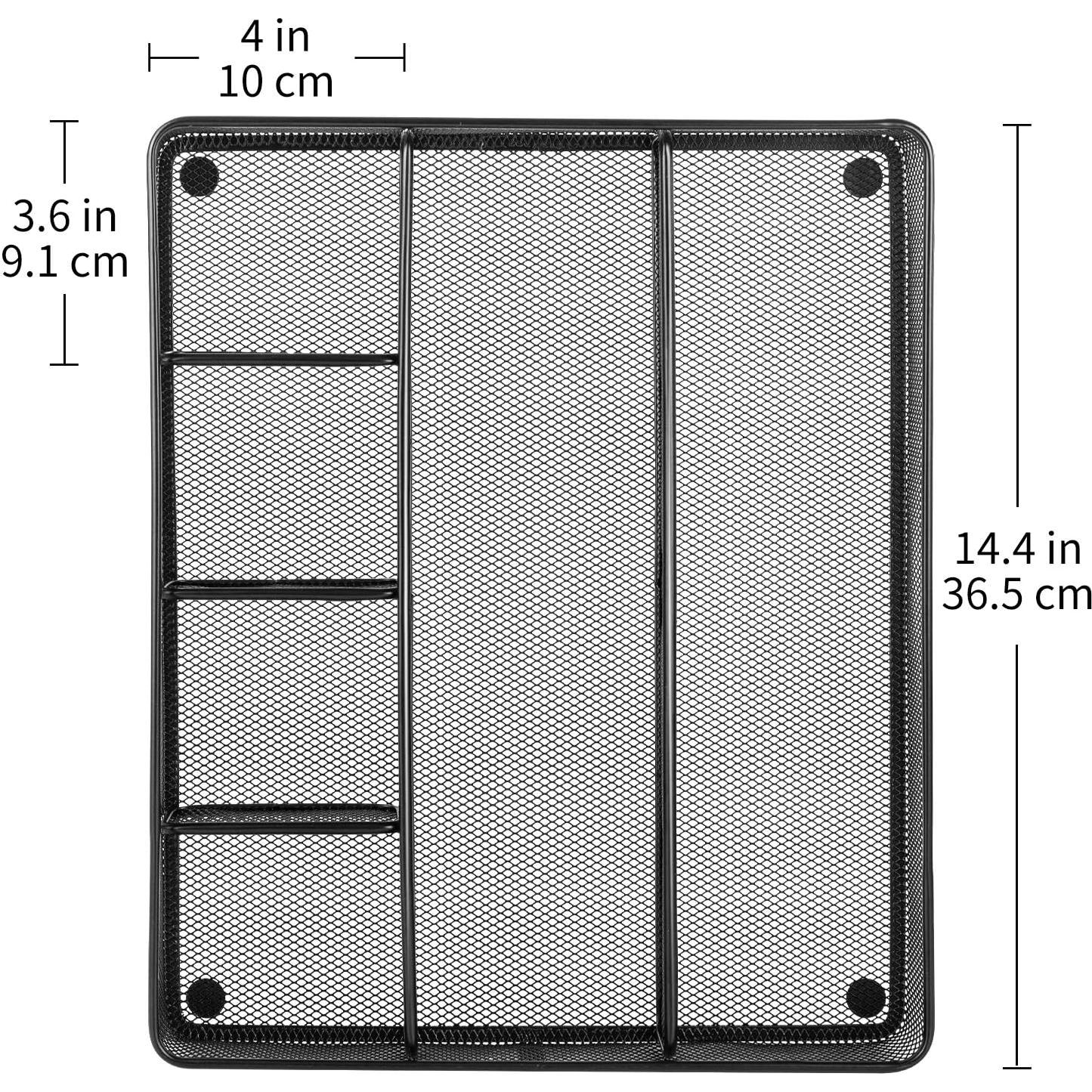 Organizador de Cajón de Escritorio Amazon Basics, Malla Negra, 6 Compartimentos