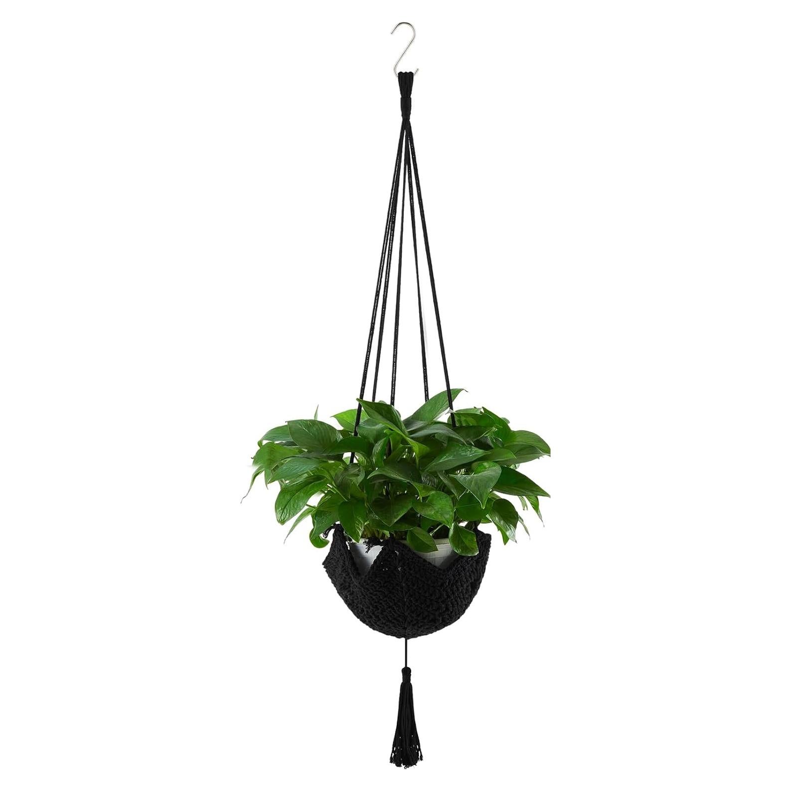 Colgador de Plantas de Yute Shappy 105 cm Negro para Macetas
