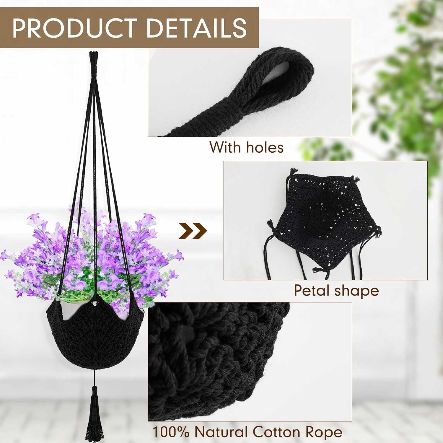 Colgador de Plantas de Yute Shappy 105 cm Negro para Macetas