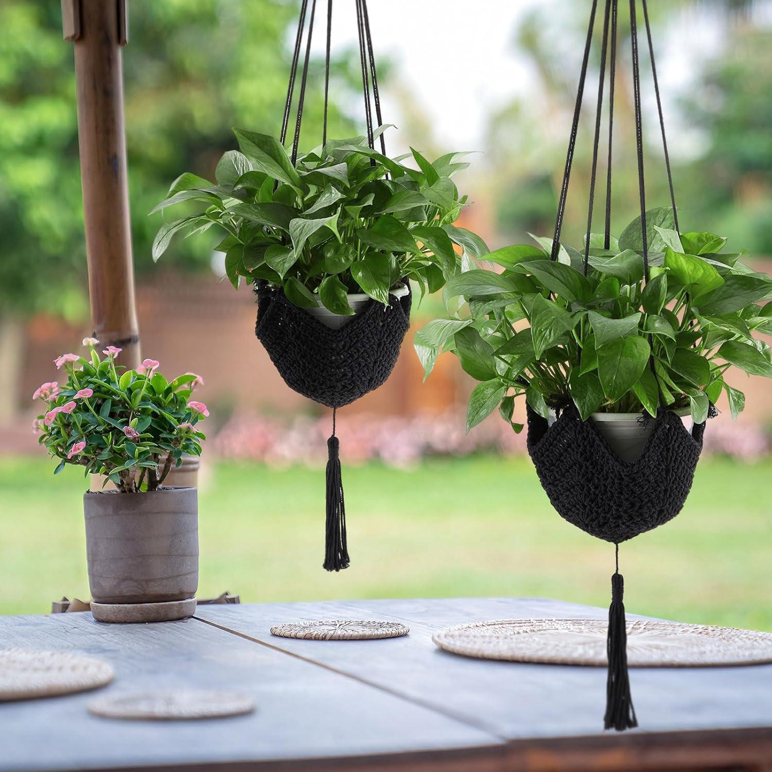 Colgador de Plantas de Yute Shappy 105 cm Negro para Macetas