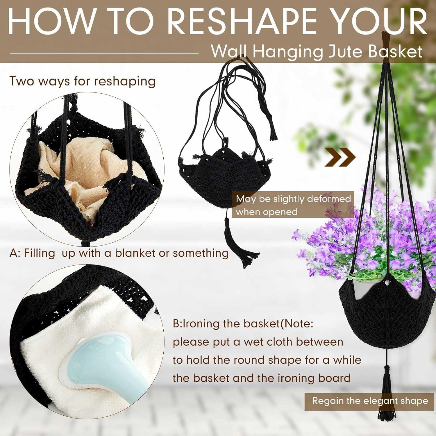 Colgador de Plantas de Yute Shappy 105 cm Negro para Macetas