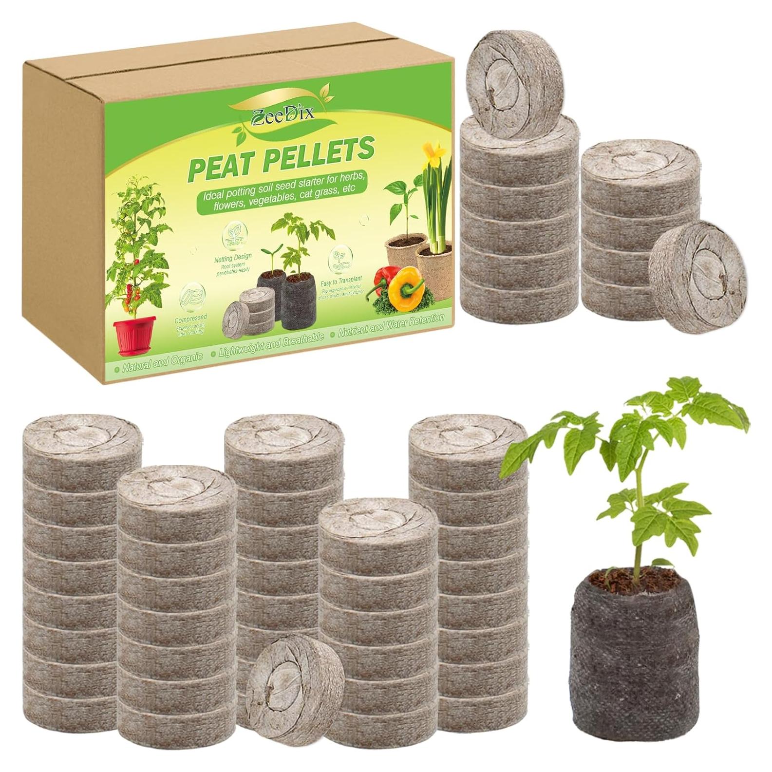 Pellets de Turba Comprimida ZeeDix 30mm 50 Pcs para Plantas