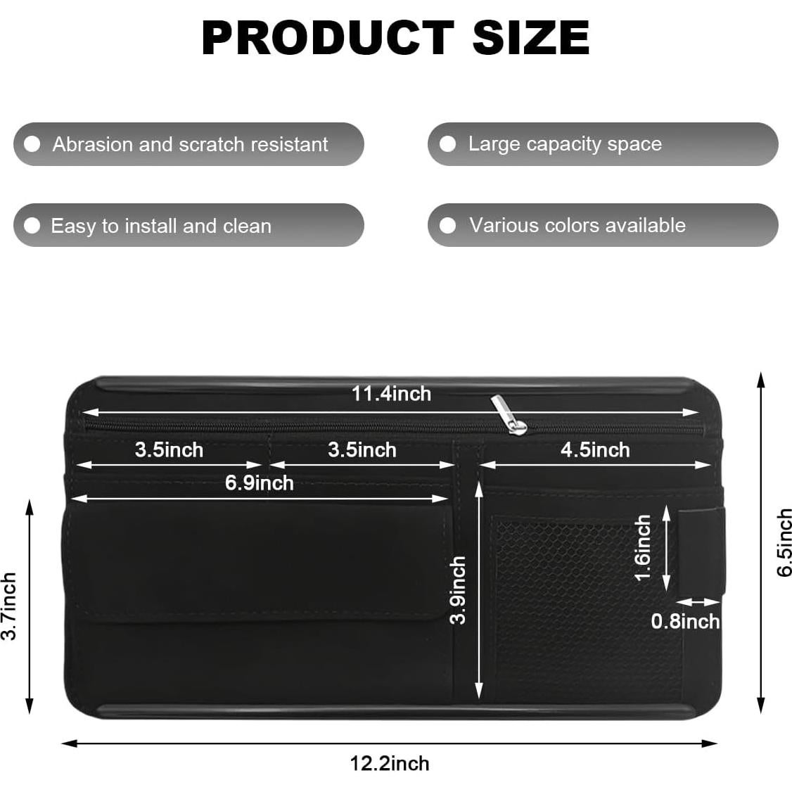 Organizador de Visera de Coche SHMZK de Cuero Negro con 5 Bolsillos