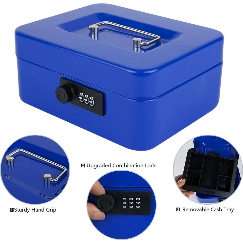 Caja de Dinero KYODOLED Mediana con Cerradura de Combinación Azul