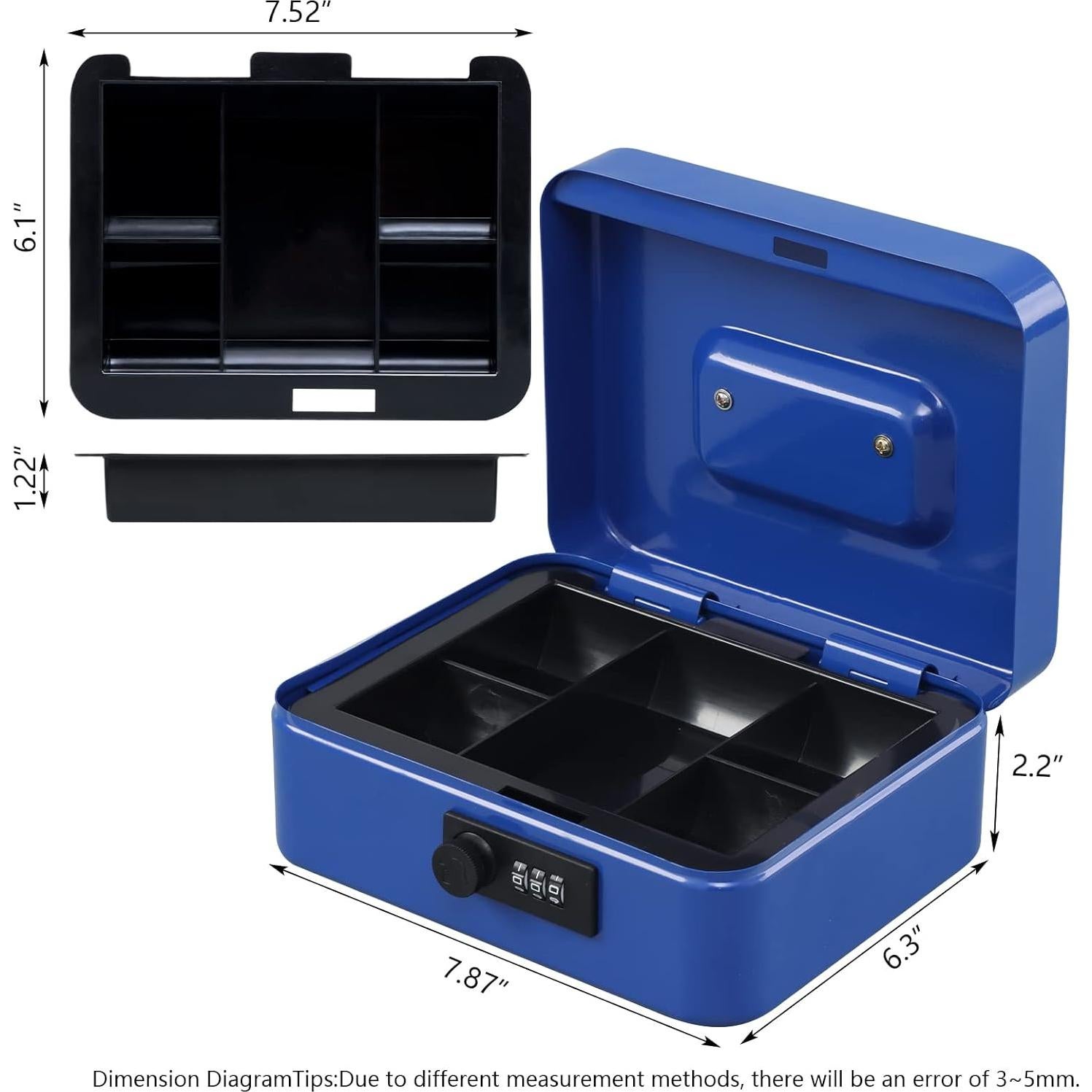 Caja de Dinero KYODOLED Mediana con Cerradura de Combinación Azul
