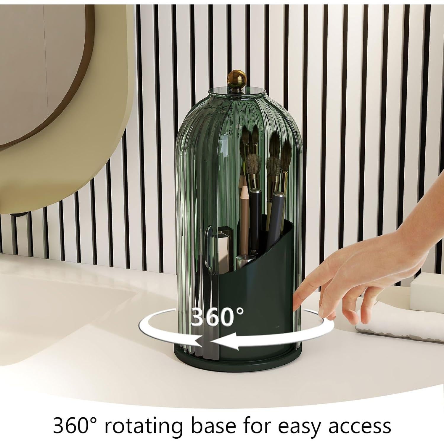 Soporte Organizador de Brochas de Maquillaje Emljkvp Verde 360°