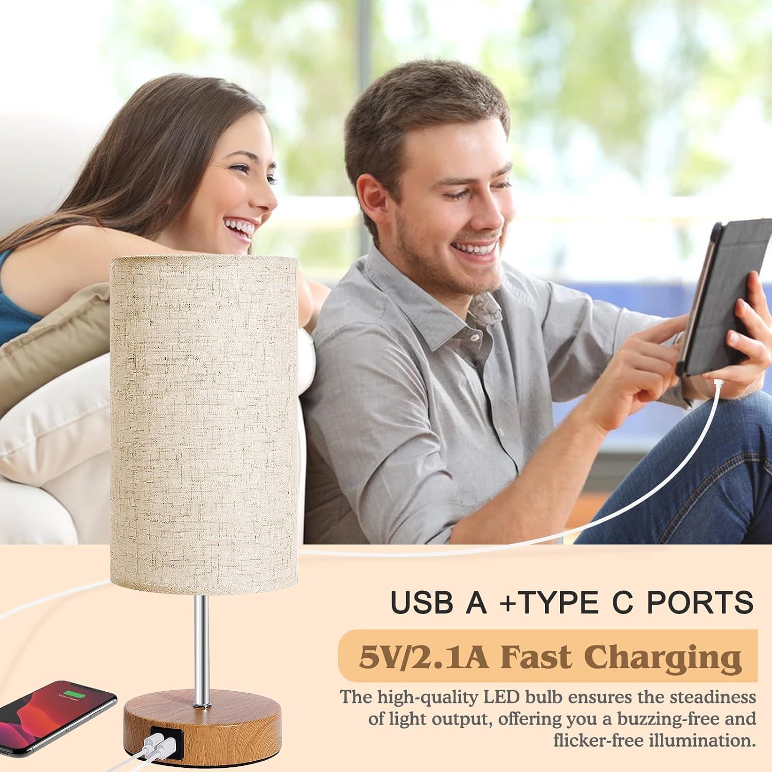 Lámpara de Mesa Táctil UNIFUN con Carga USB y 4 Brillos