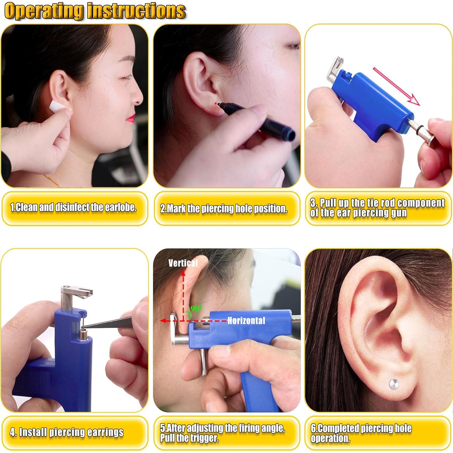 Kit de Perforación de Orejas YINPAD con 24 Aretes Quirúrgicos