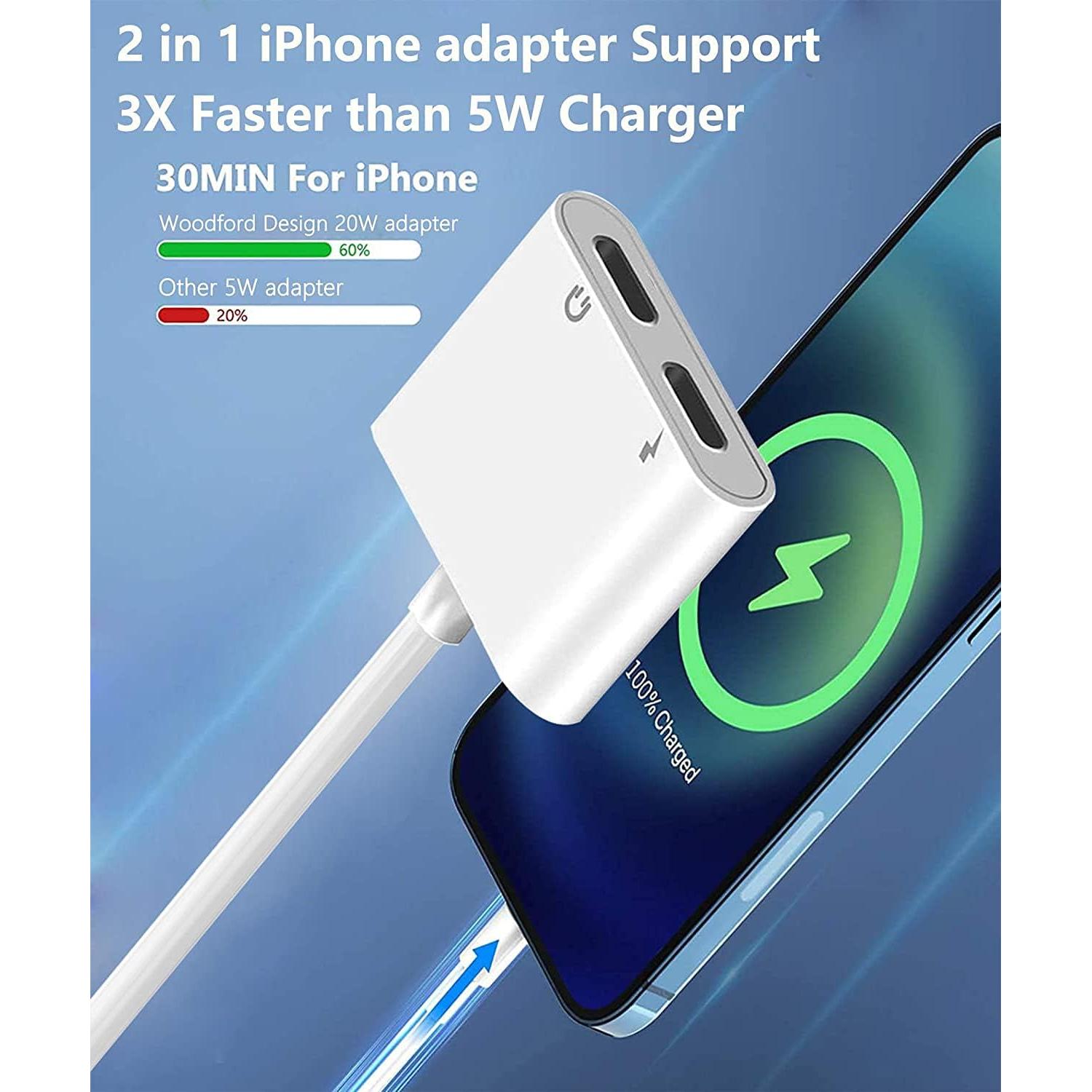 Adaptador Dual Lightning 2Pack para iPhone Audio y Carga
