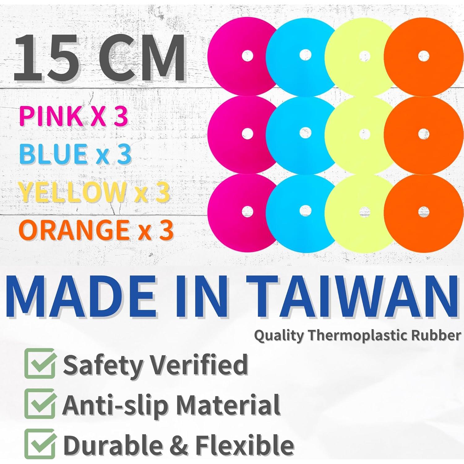 Conos Planos de Entrenamiento LEZER 6" (15.24 cm) - 12 Piezas