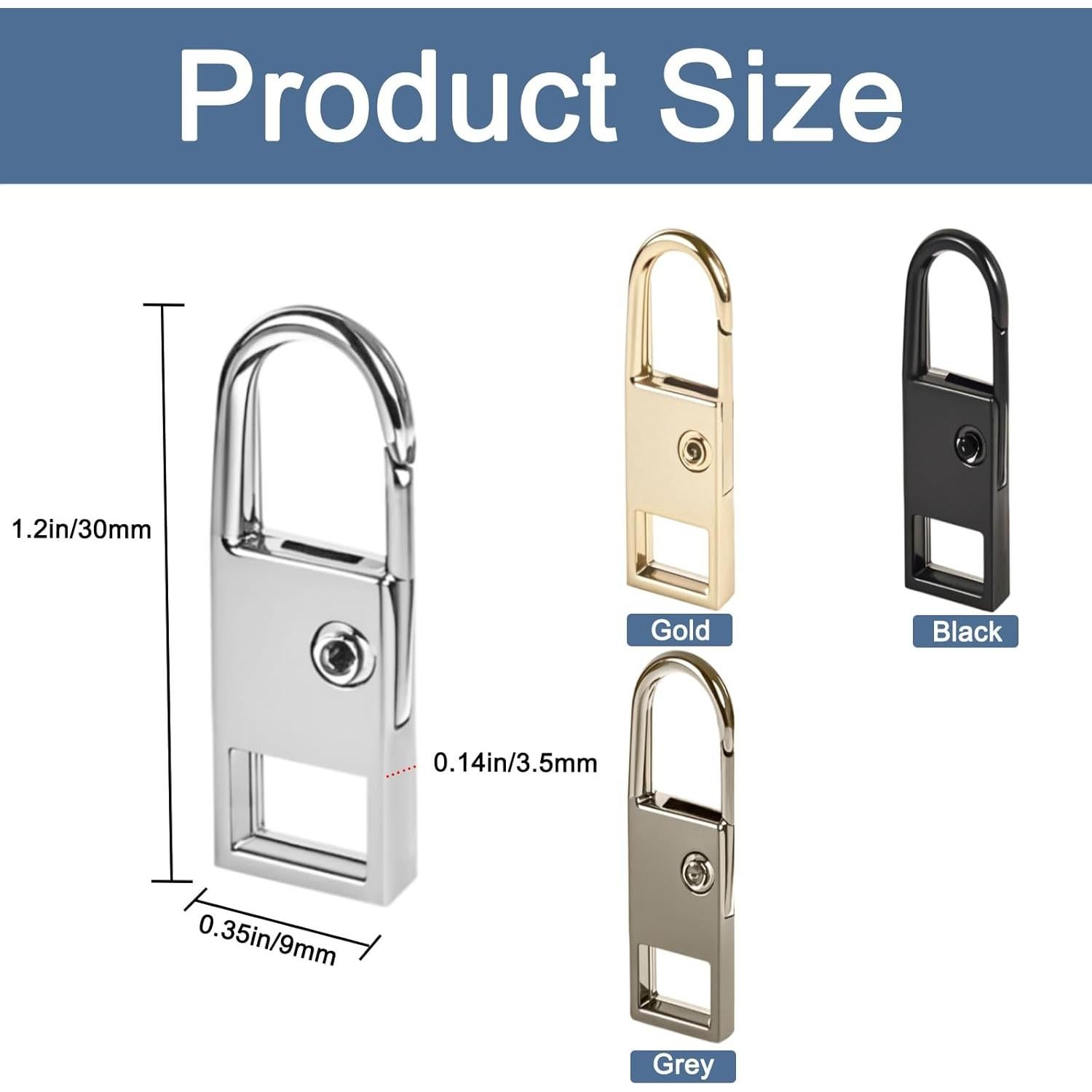 Tiradores de Cremallera BagHeiyy 8 Pcs Metal Gancho 36mm 30mm