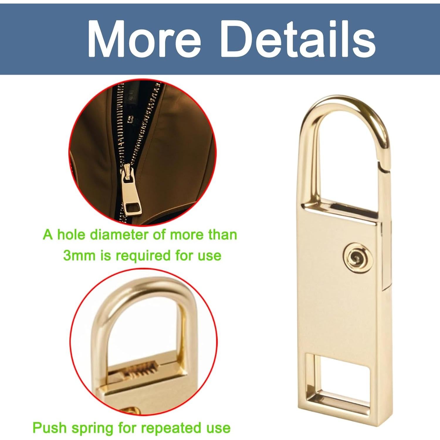 Tiradores de Cremallera BagHeiyy 8 Pcs Metal Gancho 36mm 30mm