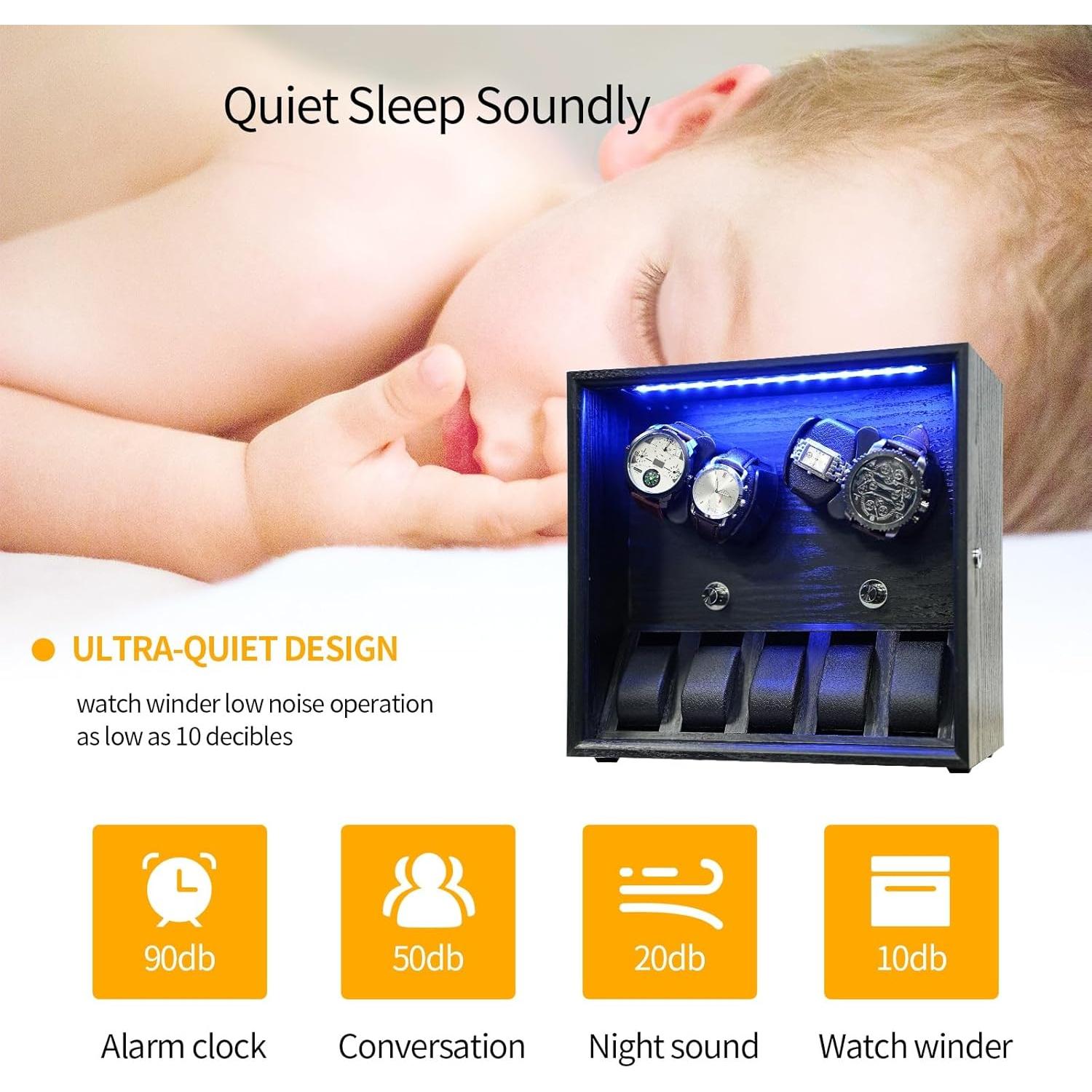 Winder de Reloj ORYX para 4 Relojes Automáticos con Luz LED