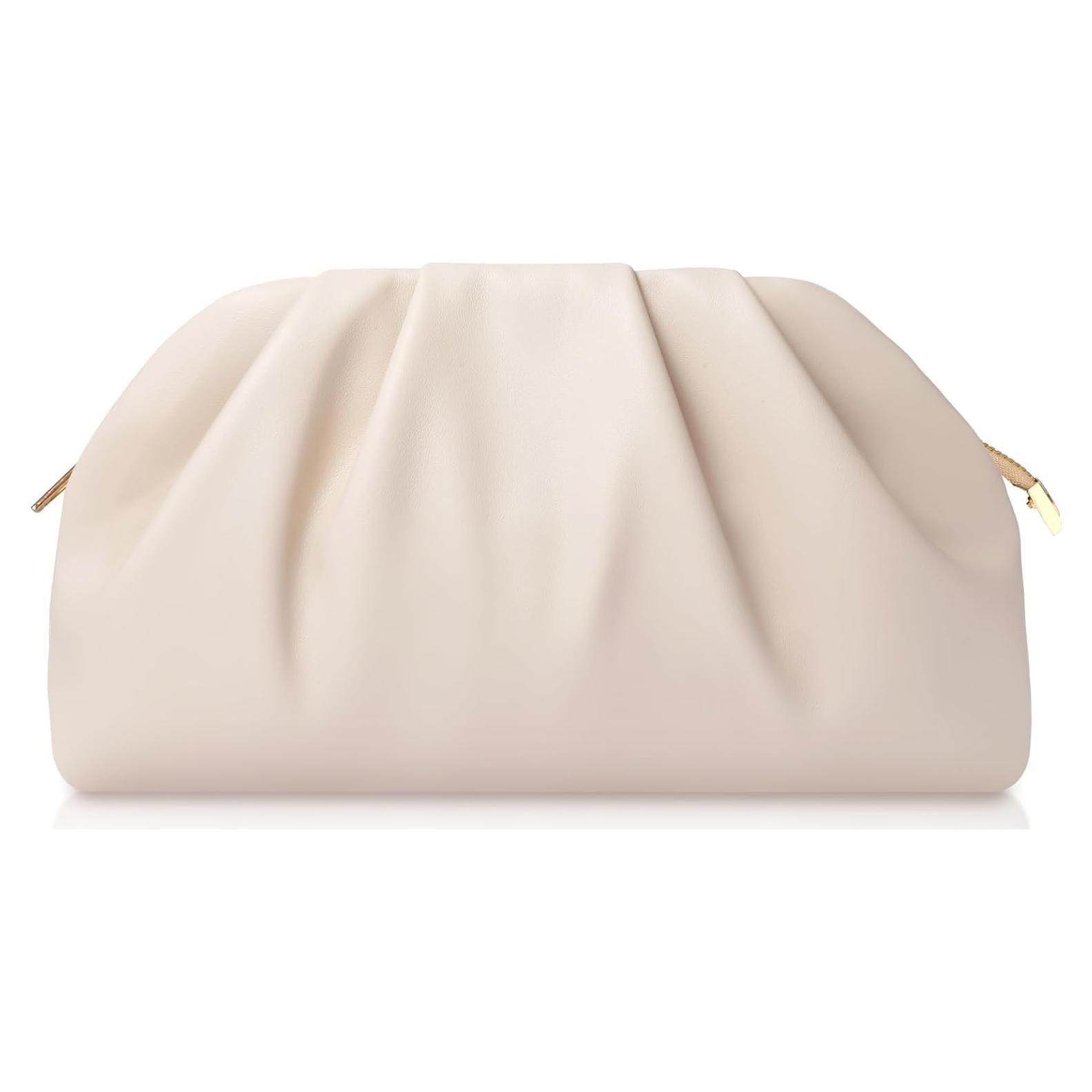 Bolso de mano lovyoCoCo para mujeres, clutch elegante beige