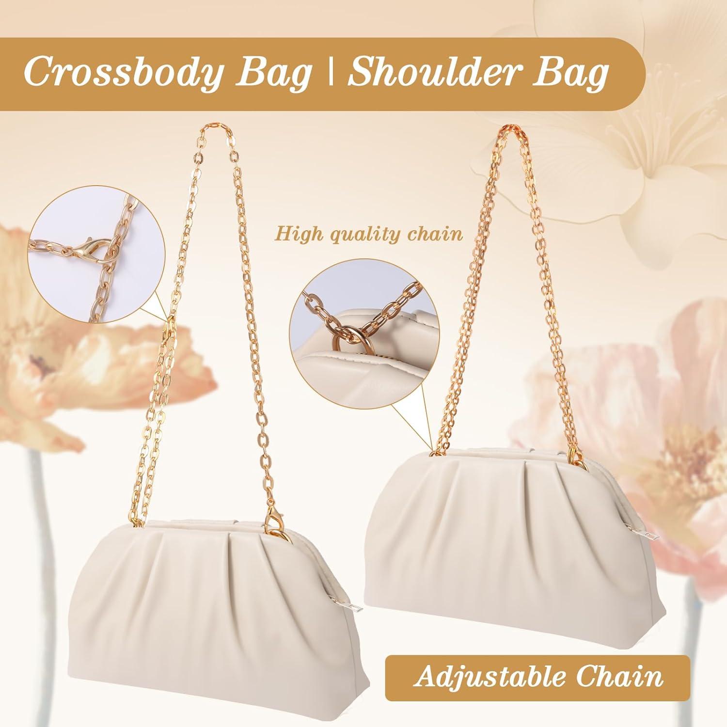 Bolso de mano lovyoCoCo para mujeres, clutch elegante beige