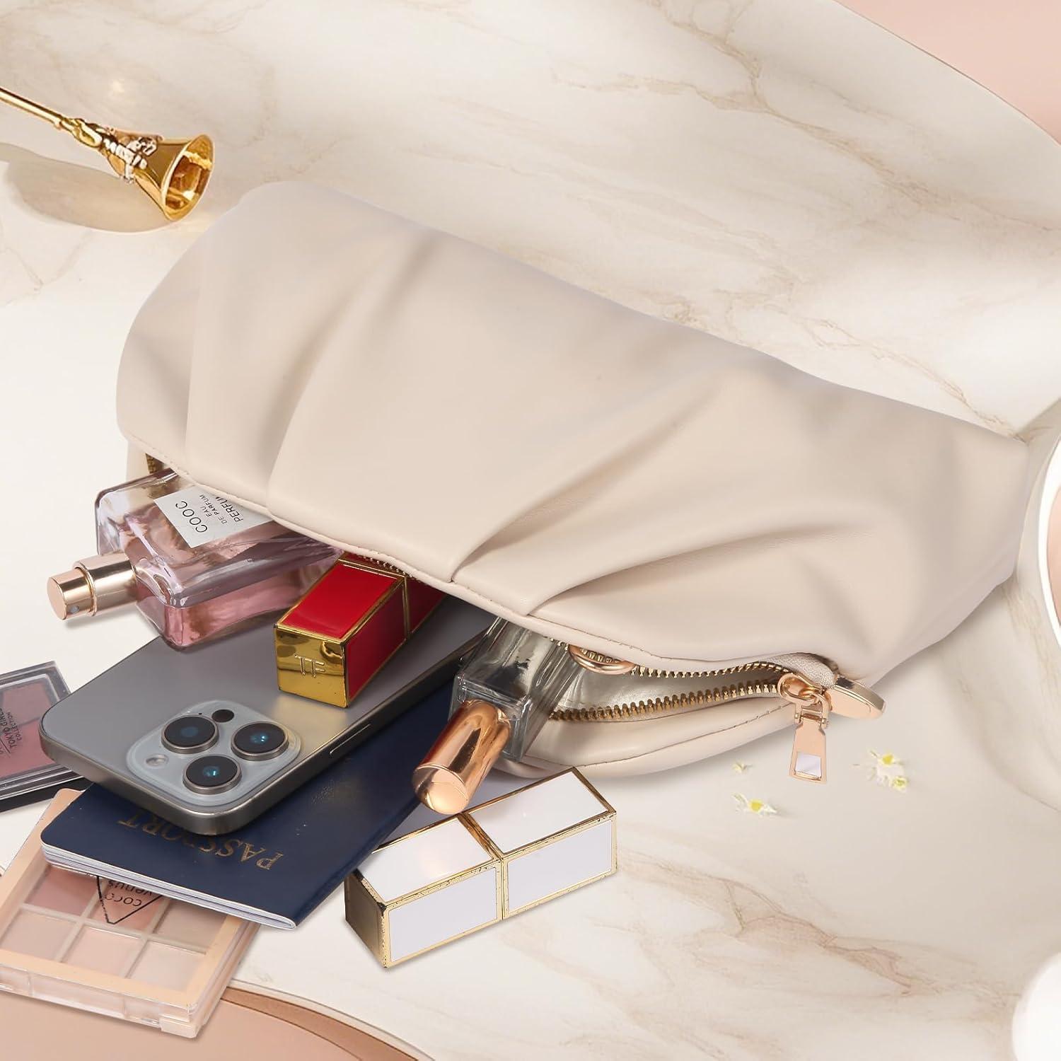 Bolso de mano lovyoCoCo para mujeres, clutch elegante beige