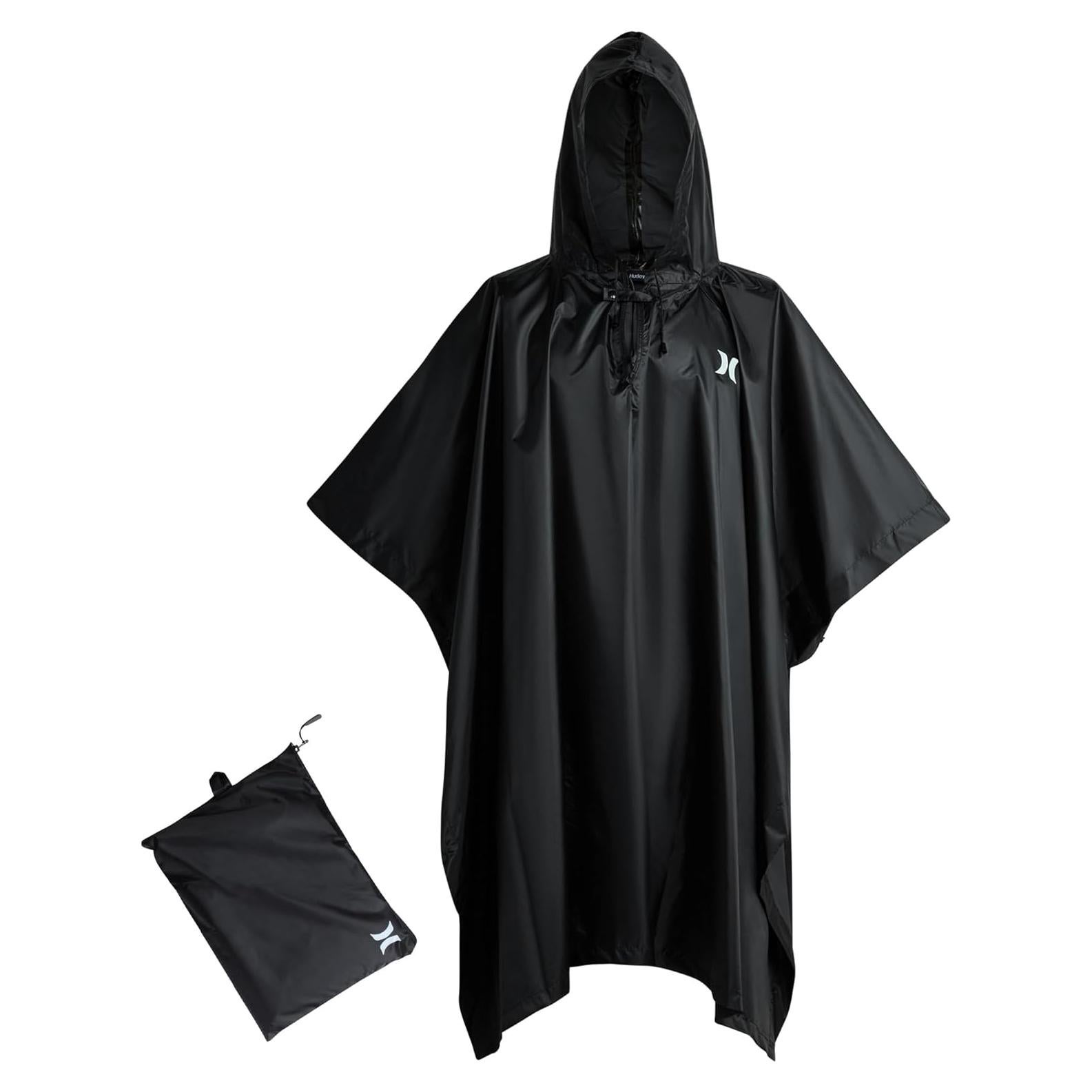 Poncho de Lluvia Impermeable Hurley para Adultos - Talla Única Negro