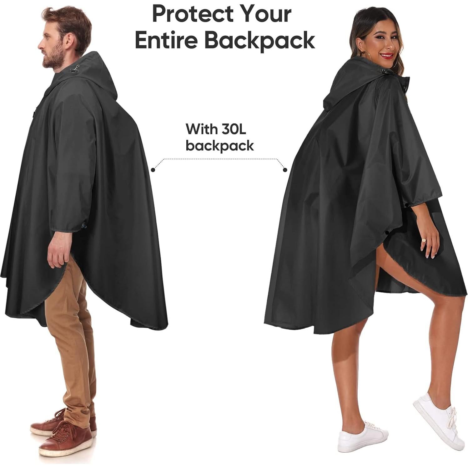 Poncho de Lluvia PTEROMY Impermeable Adulto Unisex con Capucha