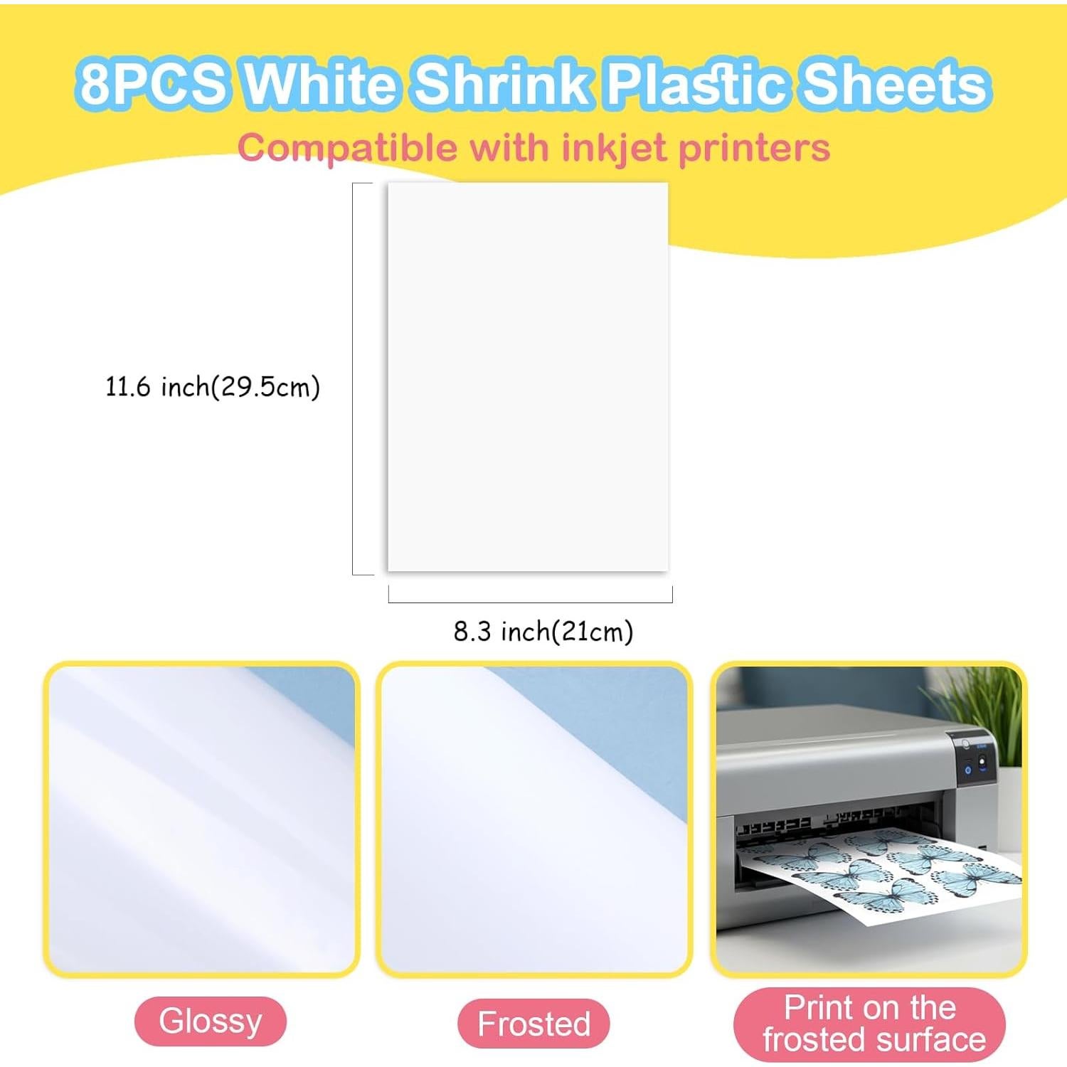 Hojas Retráctiles Imprimibles Auihiay 8PCS 23x30cm Blancas