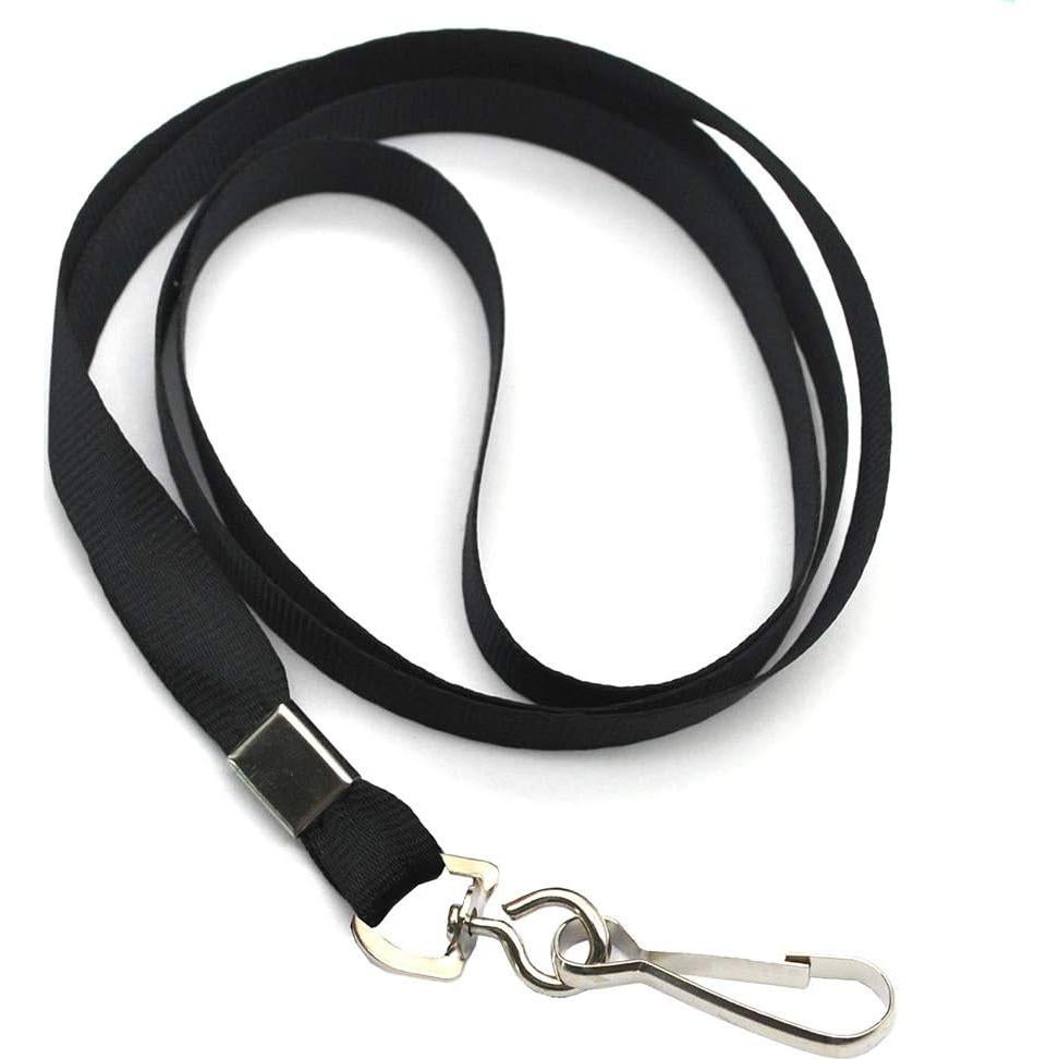 Cinta Lanyard Negra Beebel 50 Paquetes con Gancho Giratorio