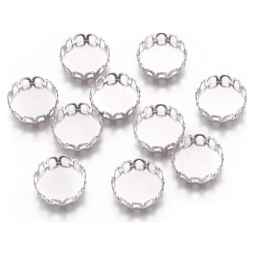 100 Copas Bezel Redondas Planas Craftdady 10mm Acero Inoxidable