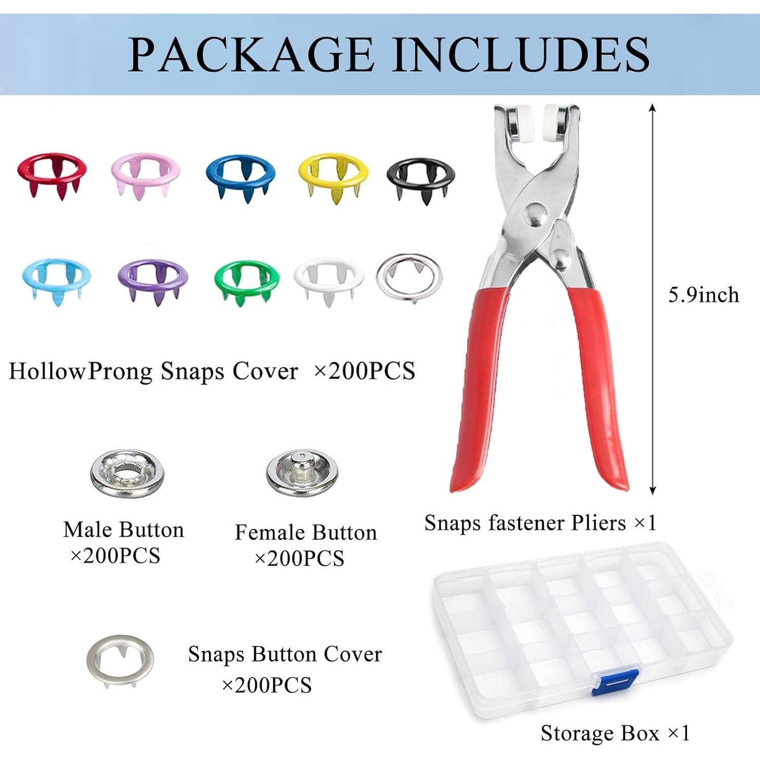 Kit de Botones a Presión GTAAOY 800 Piezas 10 Colores 9.5mm