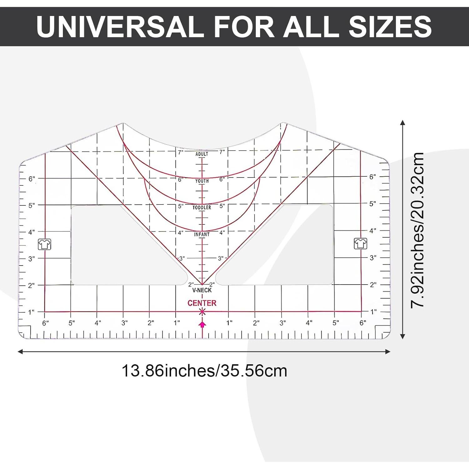 Regla de Alineación para Camisetas Wanmu 35.56x20.32cm PVC