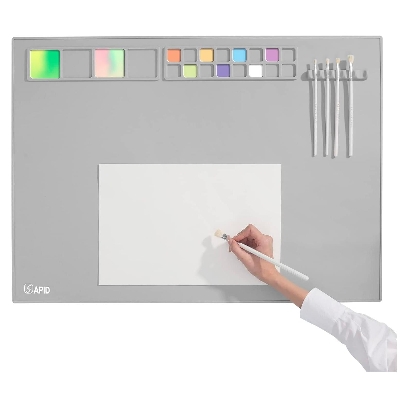 SAPID Extra Large 32"x24" Silicone Painting Mat with Raised Edges, NonStick Silicone Craft Mat for Resin Casting, Silicon Art Mat for Kids, Creator, Silicone Mats for Crafts, Clay, DIY, Gray