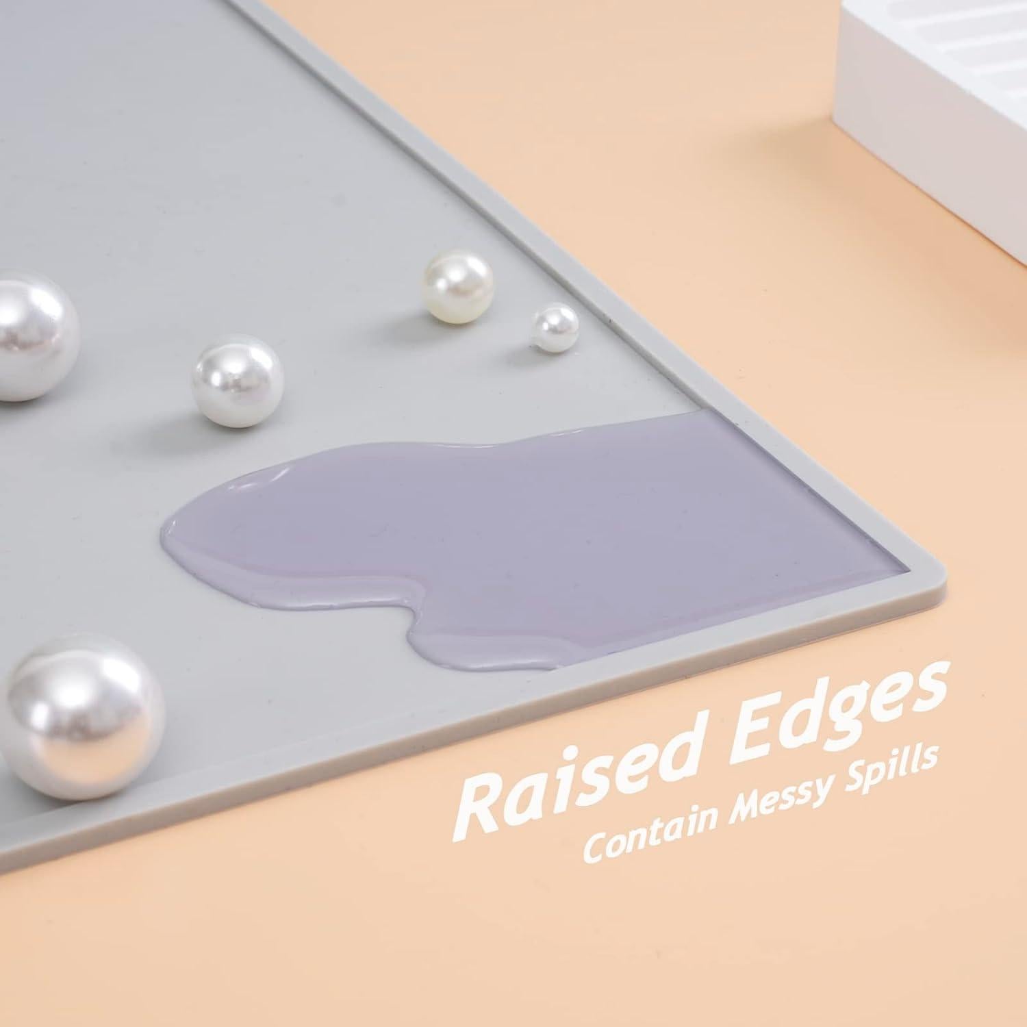 SAPID Extra Large 32"x24" Silicone Painting Mat with Raised Edges, NonStick Silicone Craft Mat for Resin Casting, Silicon Art Mat for Kids, Creator, Silicone Mats for Crafts, Clay, DIY, Gray