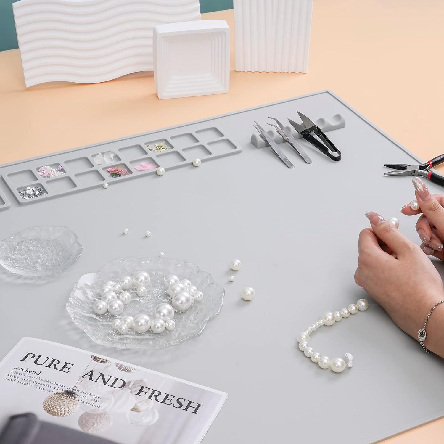 SAPID Extra Large 32"x24" Silicone Painting Mat with Raised Edges, NonStick Silicone Craft Mat for Resin Casting, Silicon Art Mat for Kids, Creator, Silicone Mats for Crafts, Clay, DIY, Gray