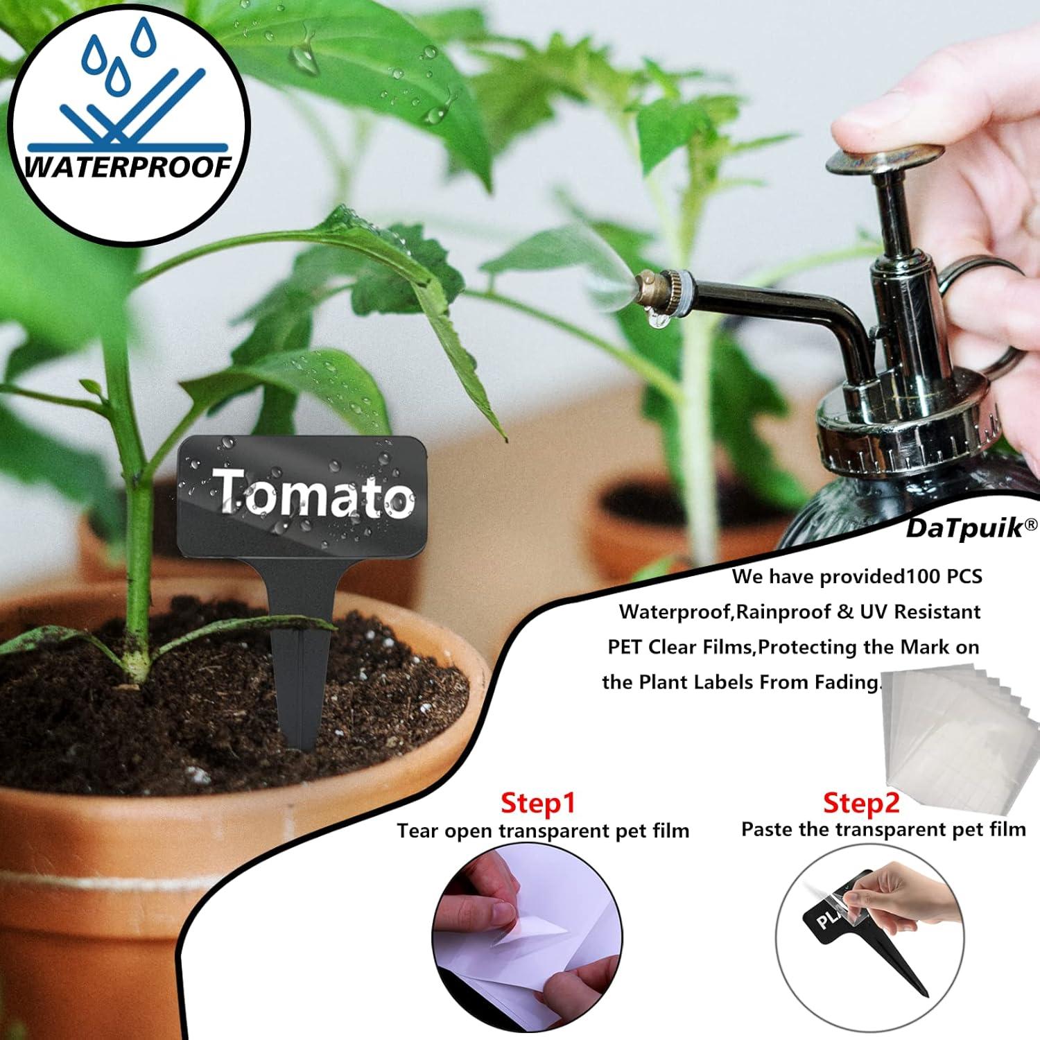 100 Etiquetas de Jardín Reutilizables DaTpuik Tipo T Negras