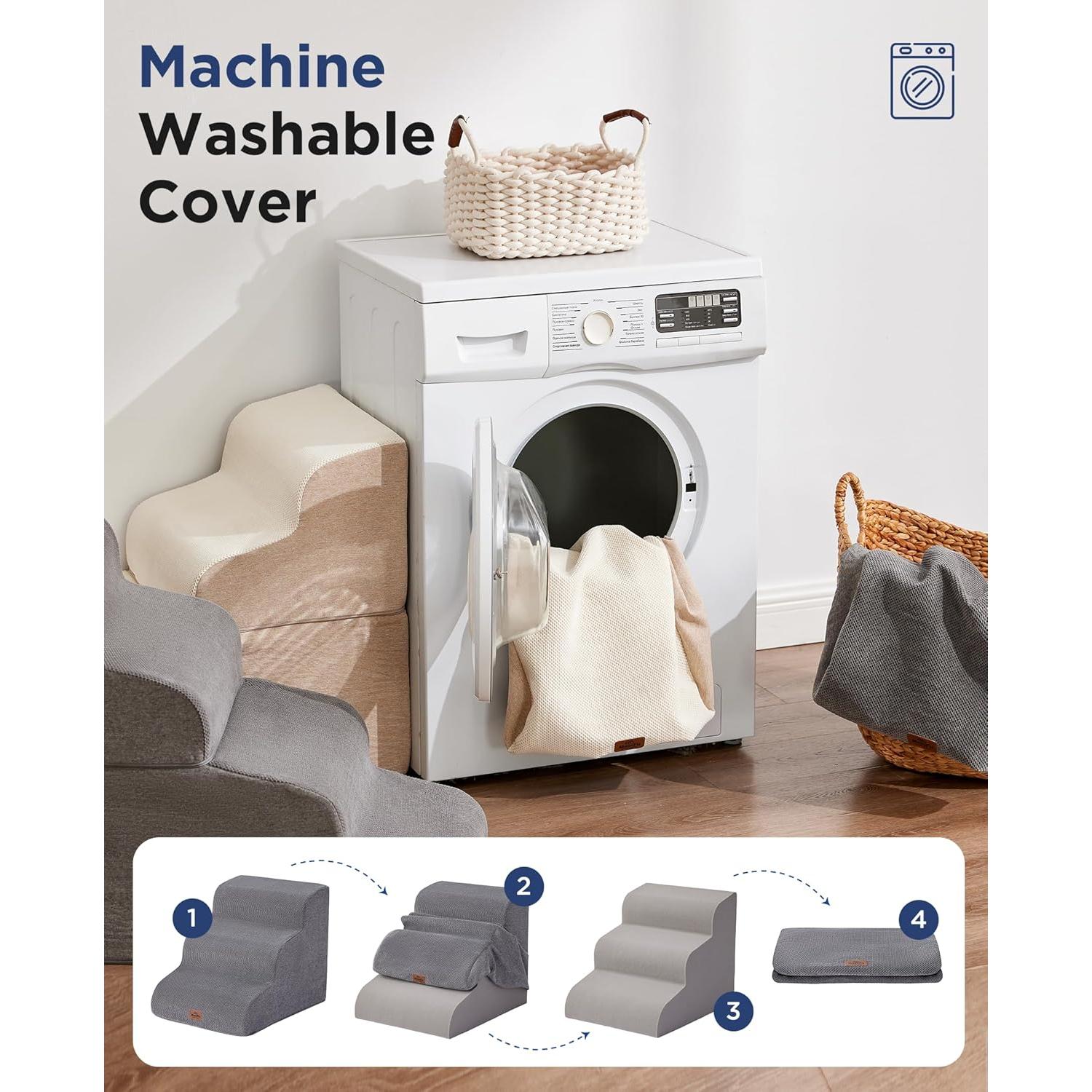 Escalera Curvada Beige para Perros 4 Pasos Antideslizante