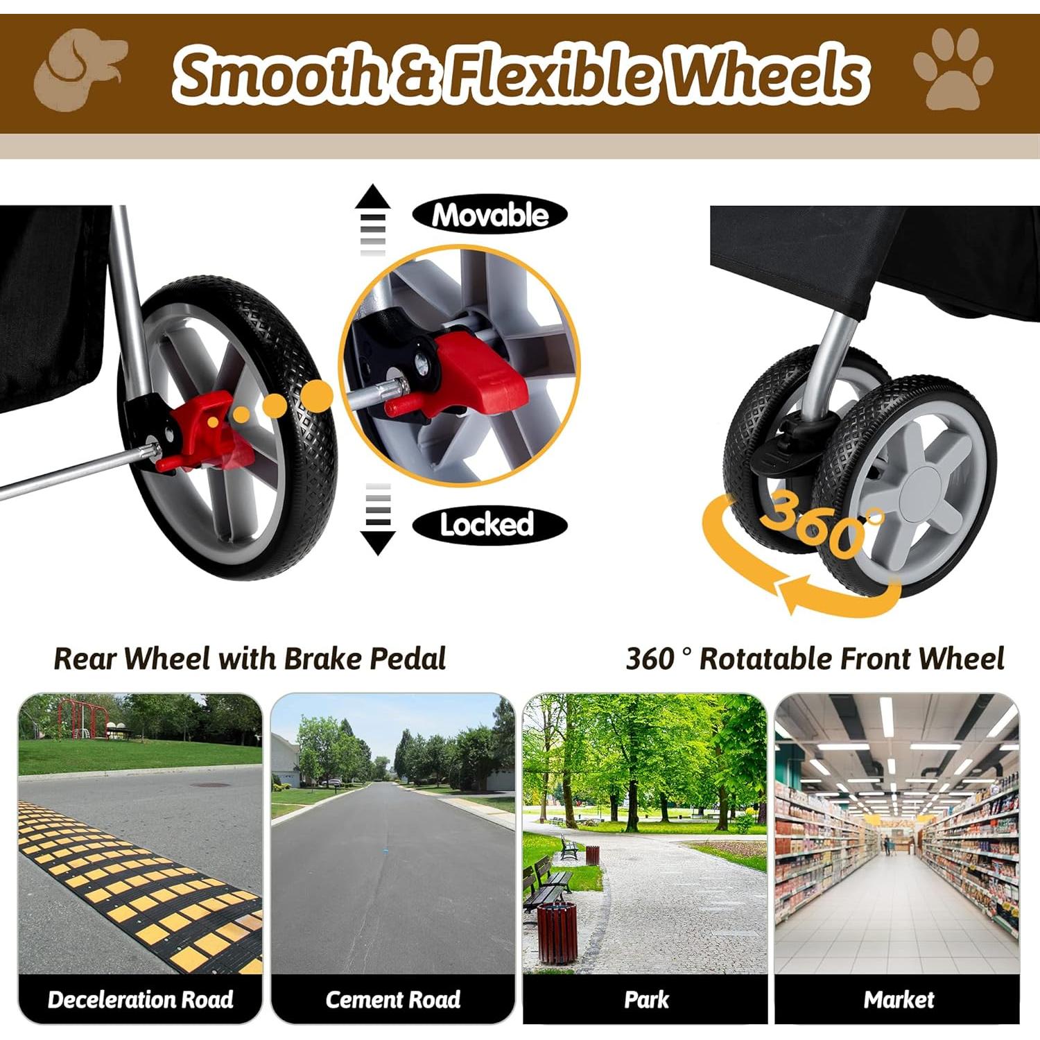 Carrito para Mascotas Azaeahom Plegable Negro 5.18 kg