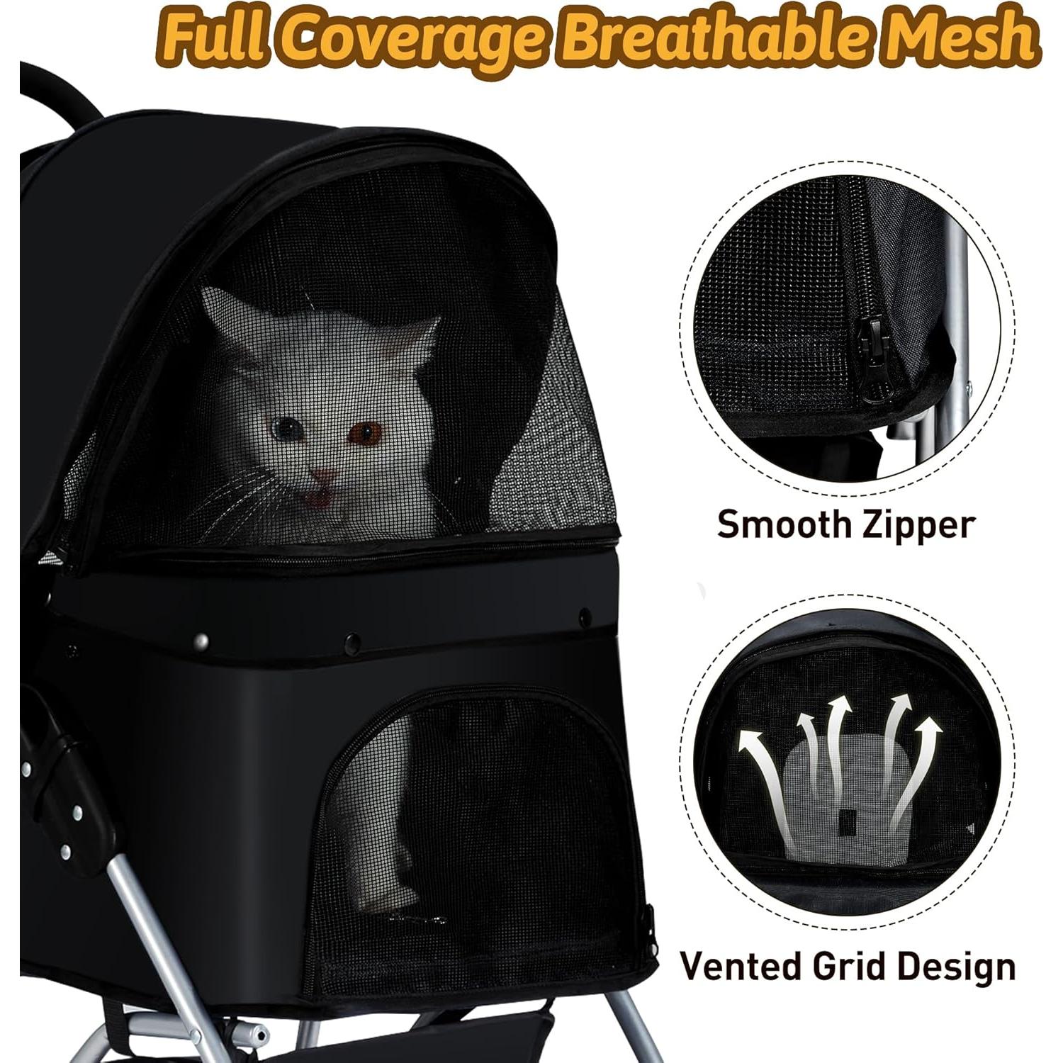 Carrito para Mascotas Azaeahom Plegable Negro 5.18 kg