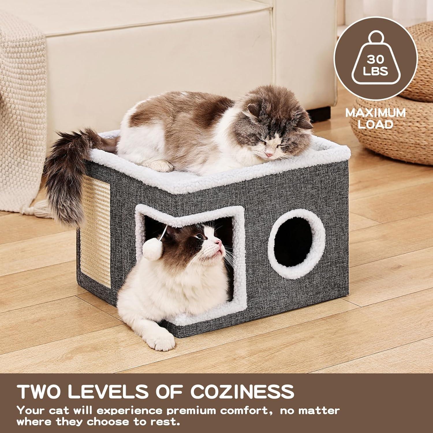 Cama para Gatos Crispen, Cueva Plegable 40x40x31cm, Gris