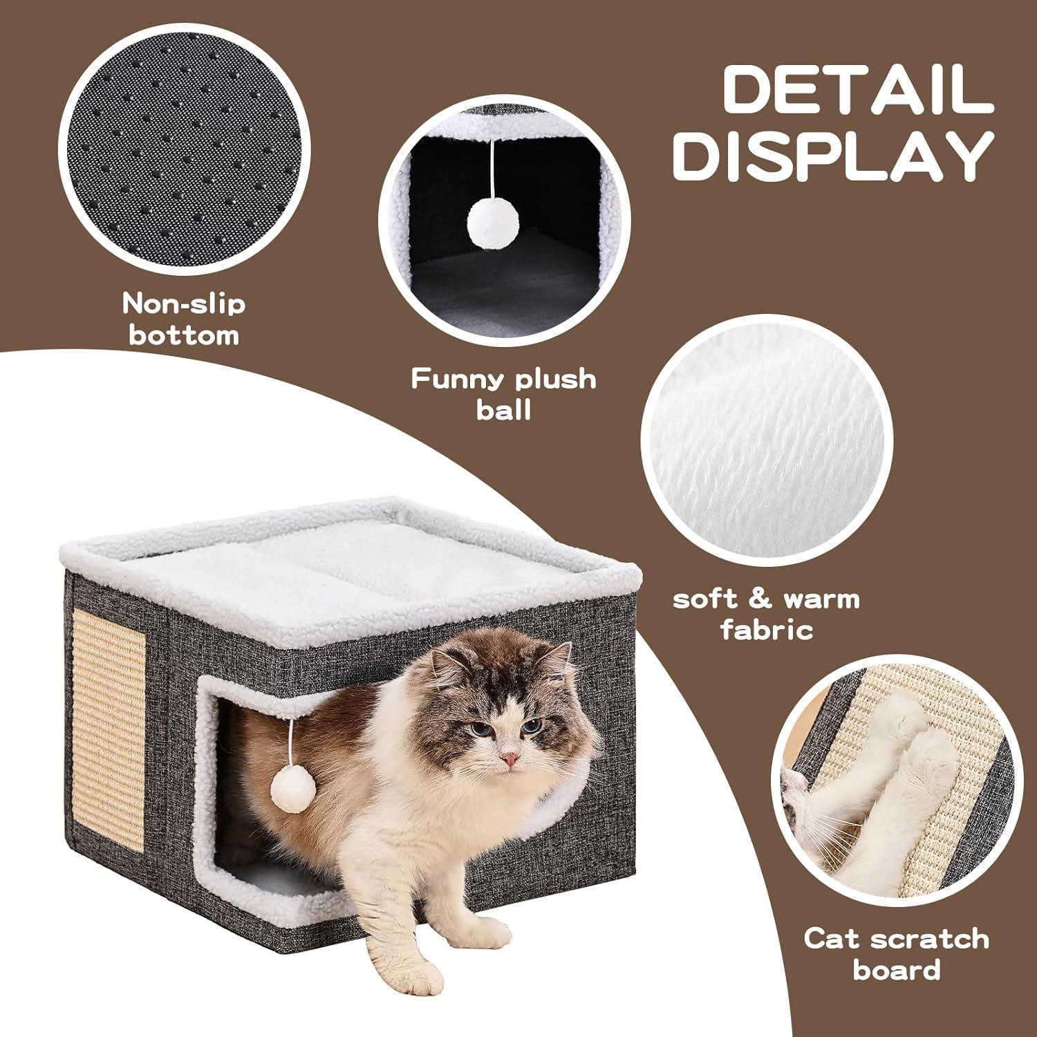 Cama para Gatos Crispen, Cueva Plegable 40x40x31cm, Gris